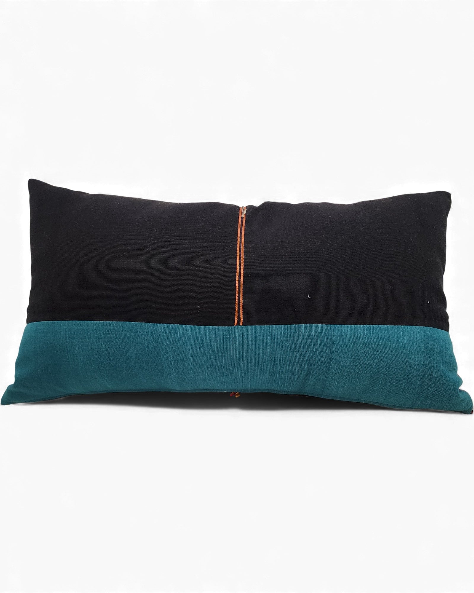 Hilltribe Lumbar Cushion with Beads - Red & Multicoloured