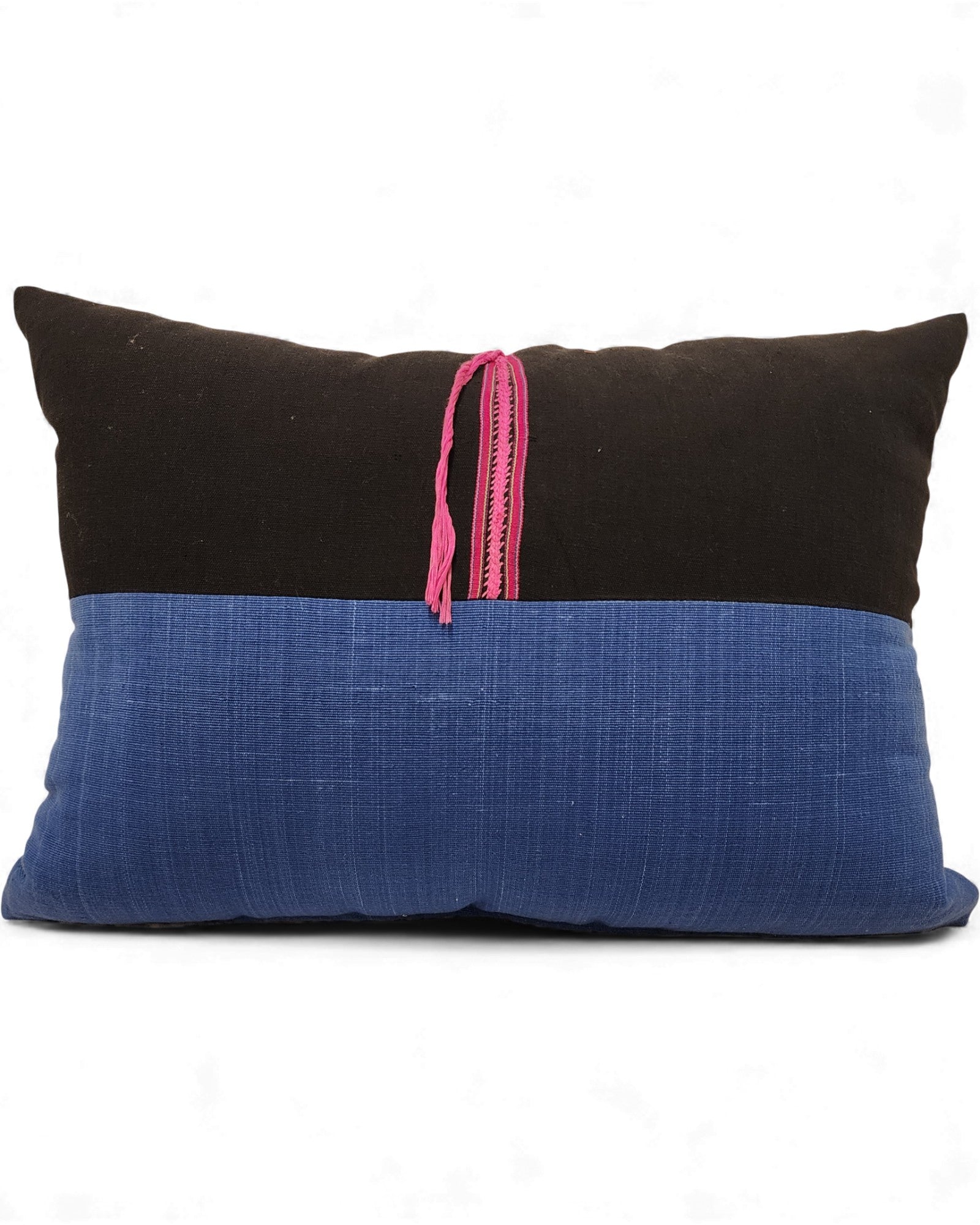 Hilltribe Lumbar Cushion with Beads - Red & Black