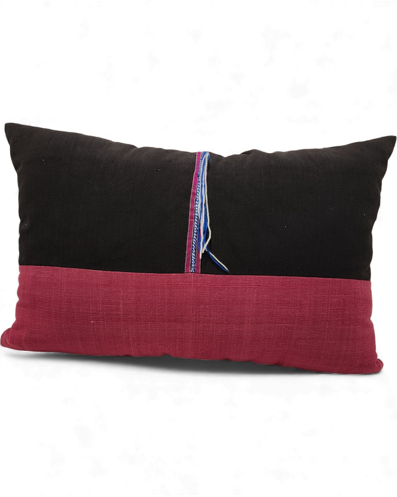 Hilltribe Lumbar Cushion with Beads - Fuchsia