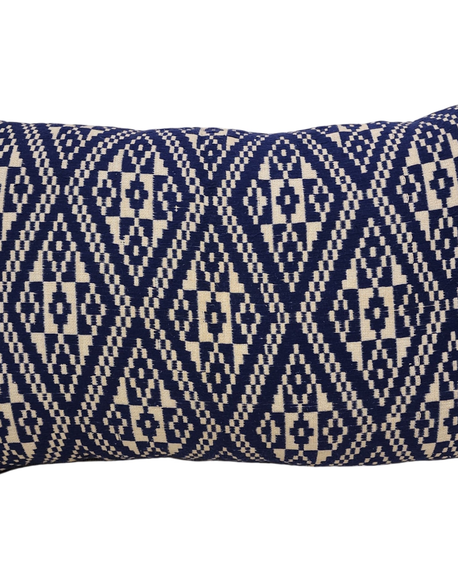 Handwoven Khit Lumbar Cushion - Blue & White