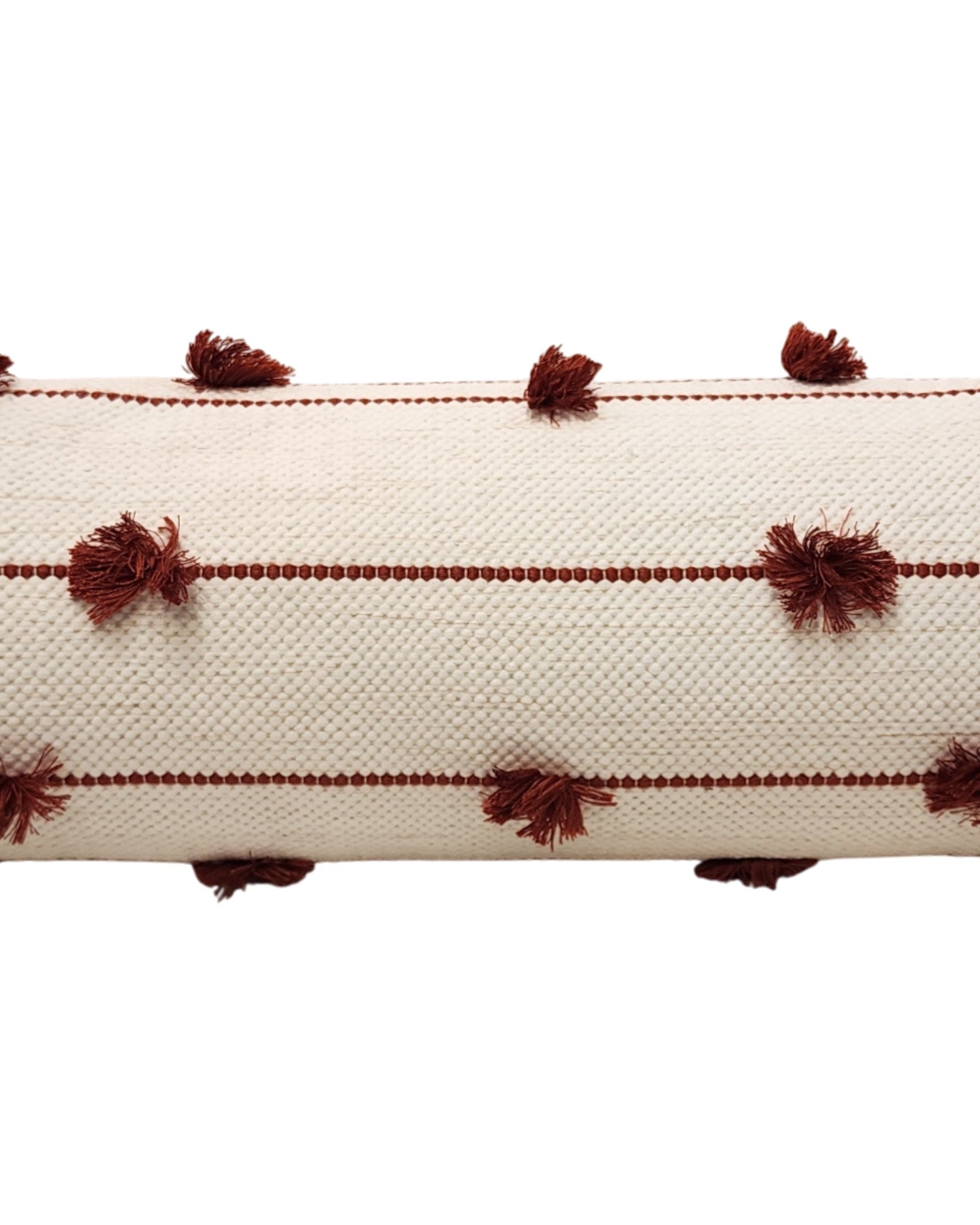 Cylindral Bolster Pillow - White and Maroon - Surround Living - 3