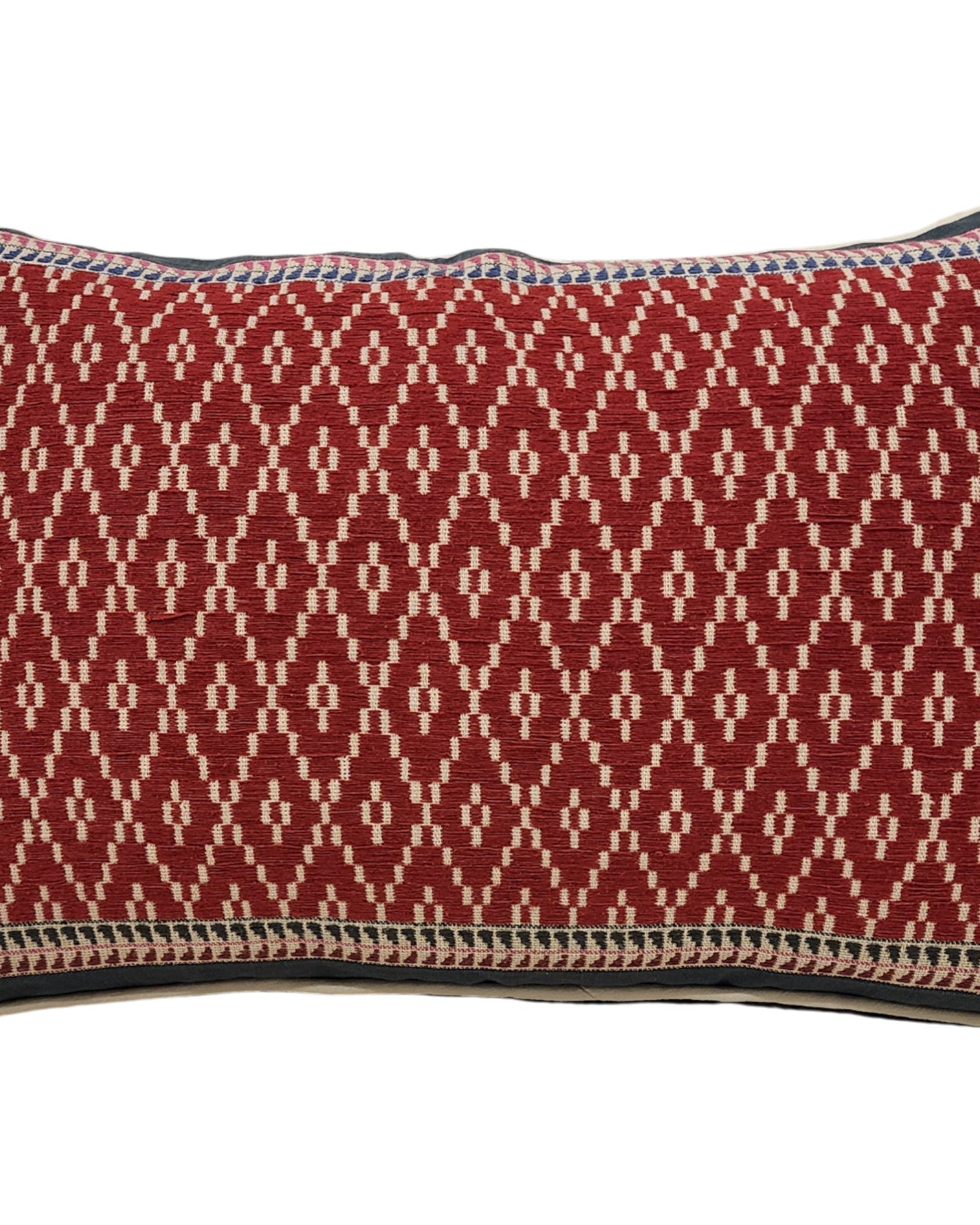 Handwoven Khit Lumbar Cushion - Red