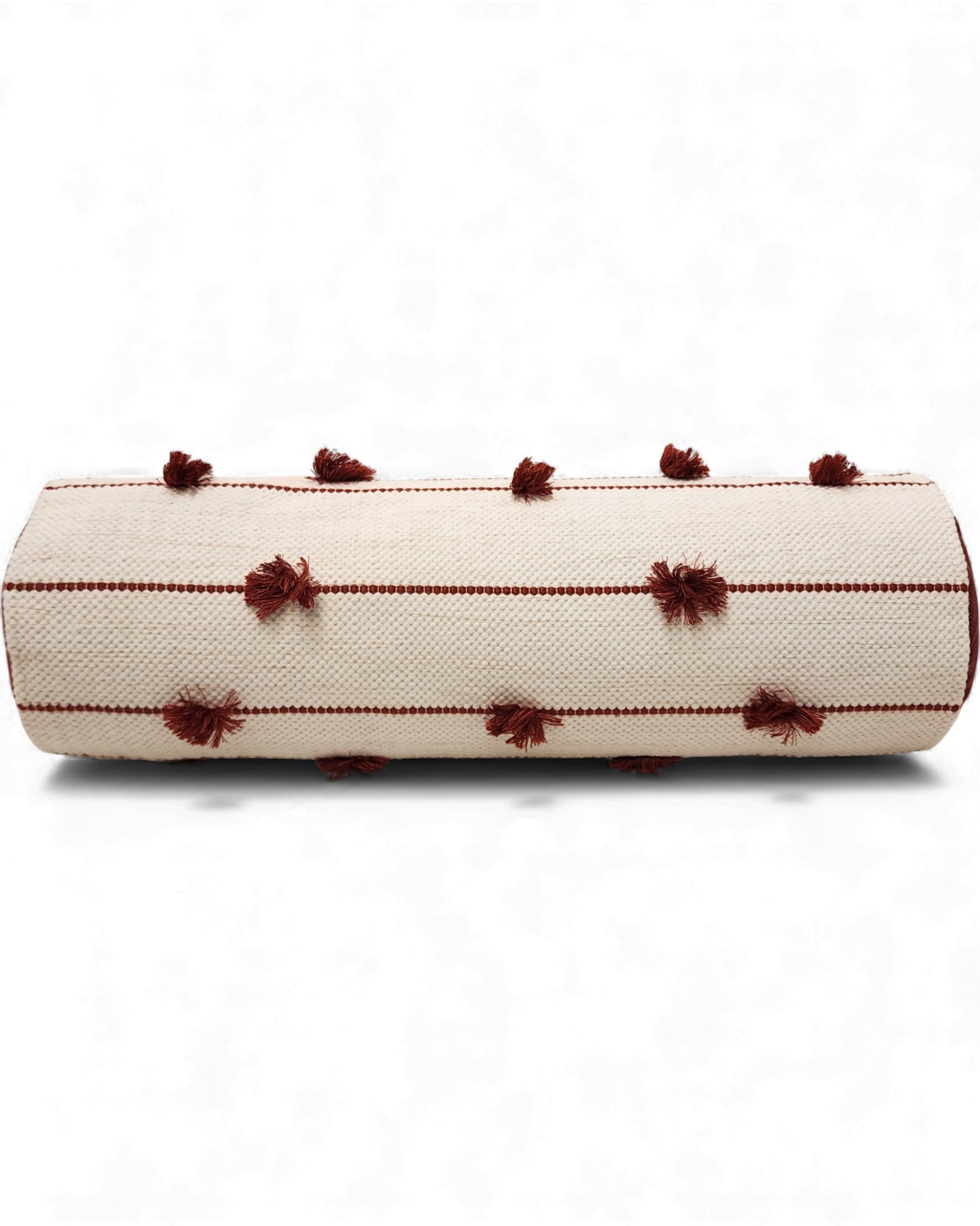 Cylindral Bolster Pillow - White and Maroon - Surround Living - 5