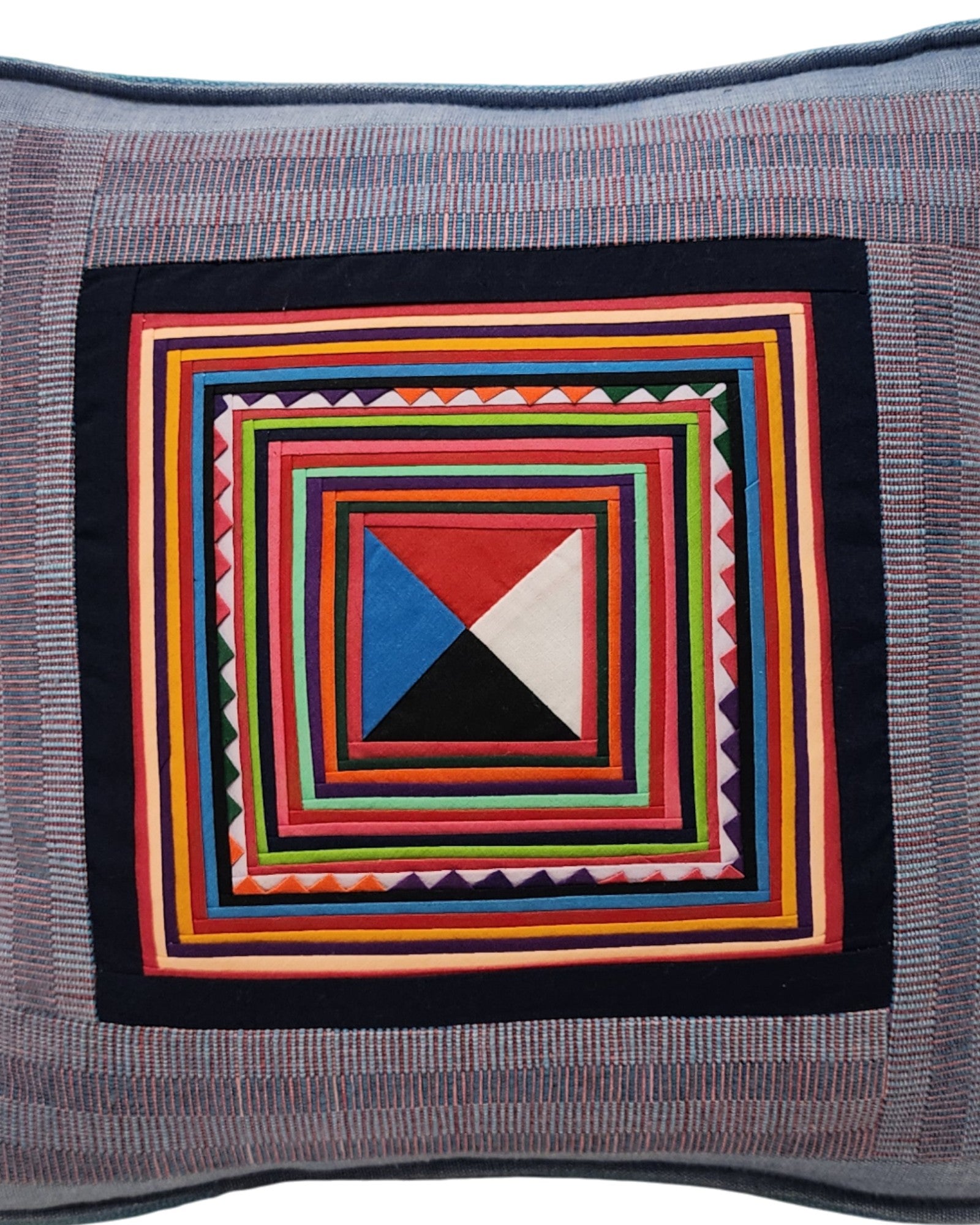 Handwoven Square Cotton Cushion with Lisu Motif Centre - Baby Purple