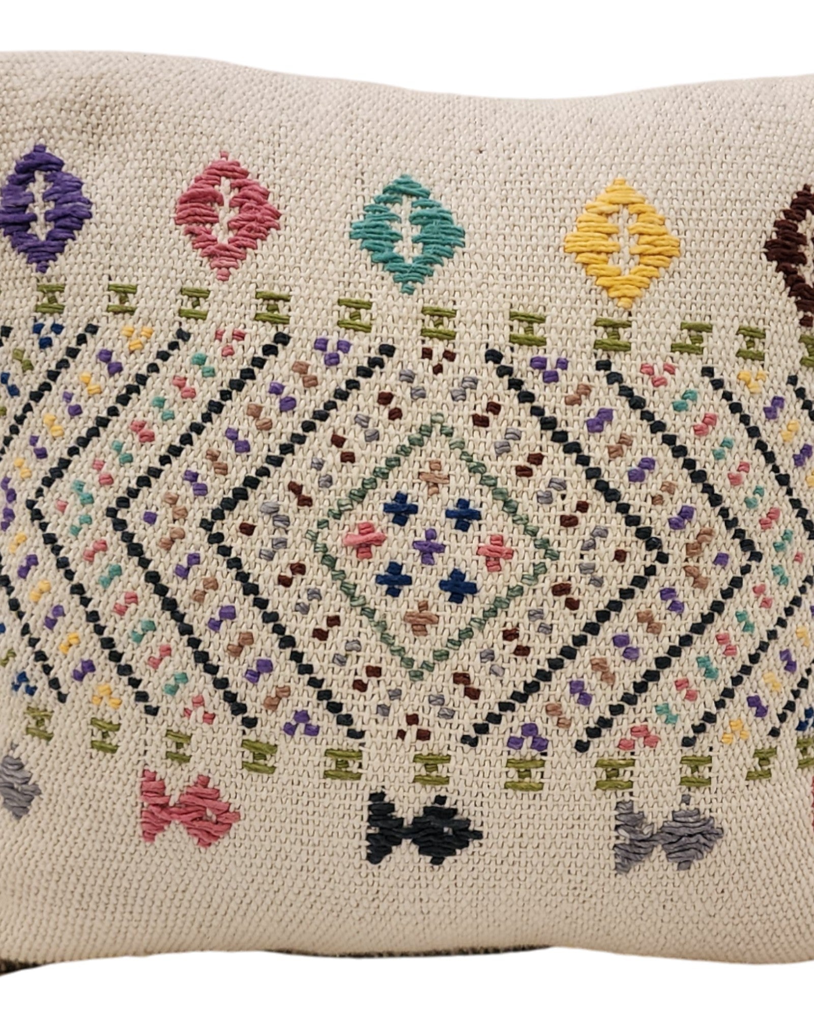 Handwoven Waist Loom Weave Cushion - White