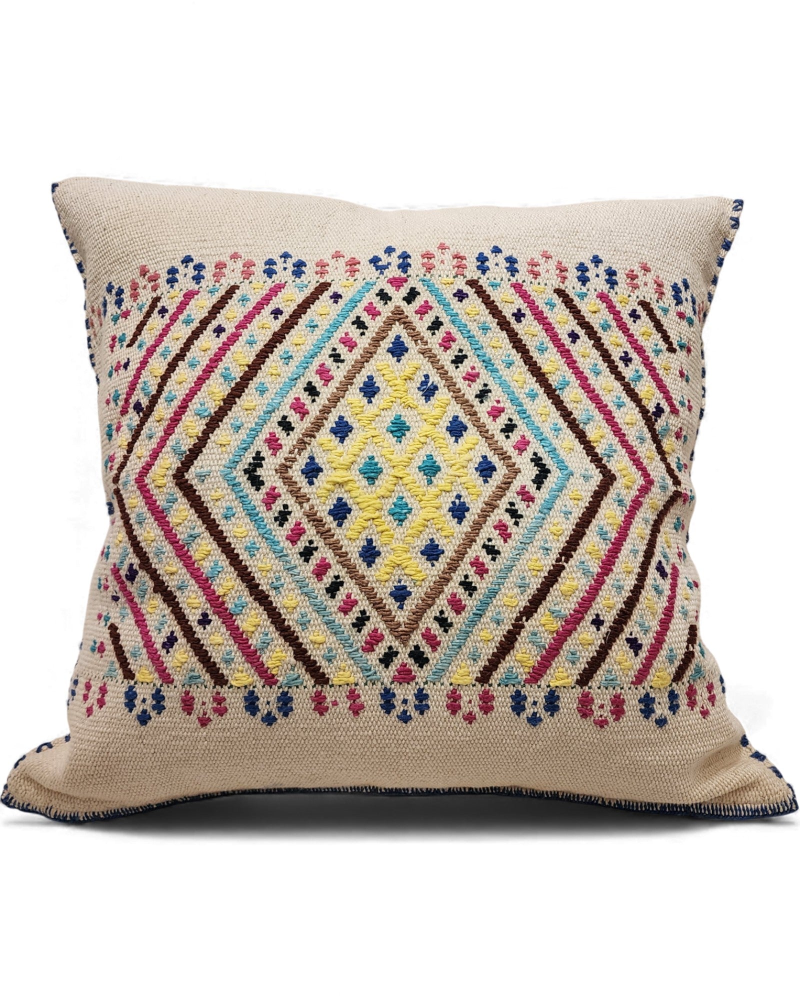 Handwoven Waist Loom Weave Cushion - Cream