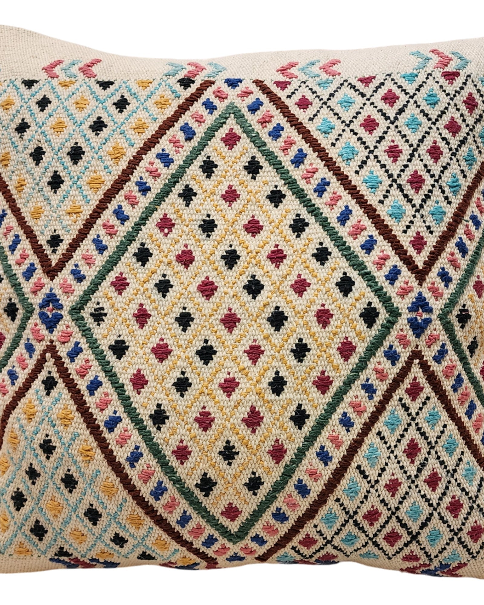 Handwoven Waist Loom Weave Cushion- Baby Yellow & Cream