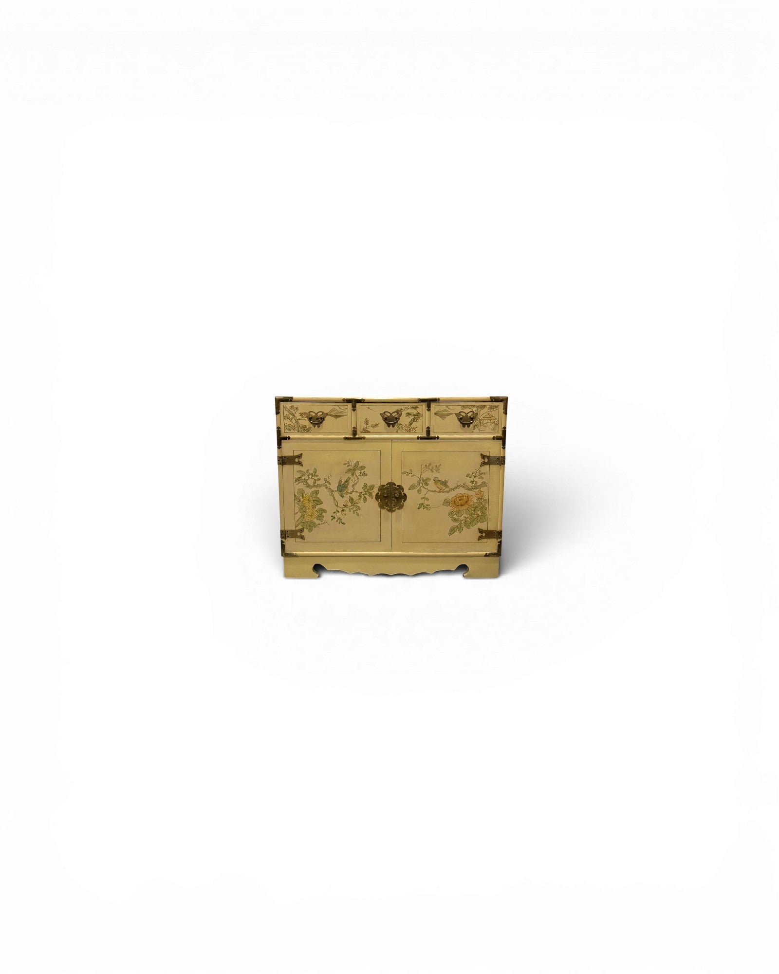 Hand-Painted Chinoiserie/Oriental Korean Mother-of-Pearl Inlay Chest