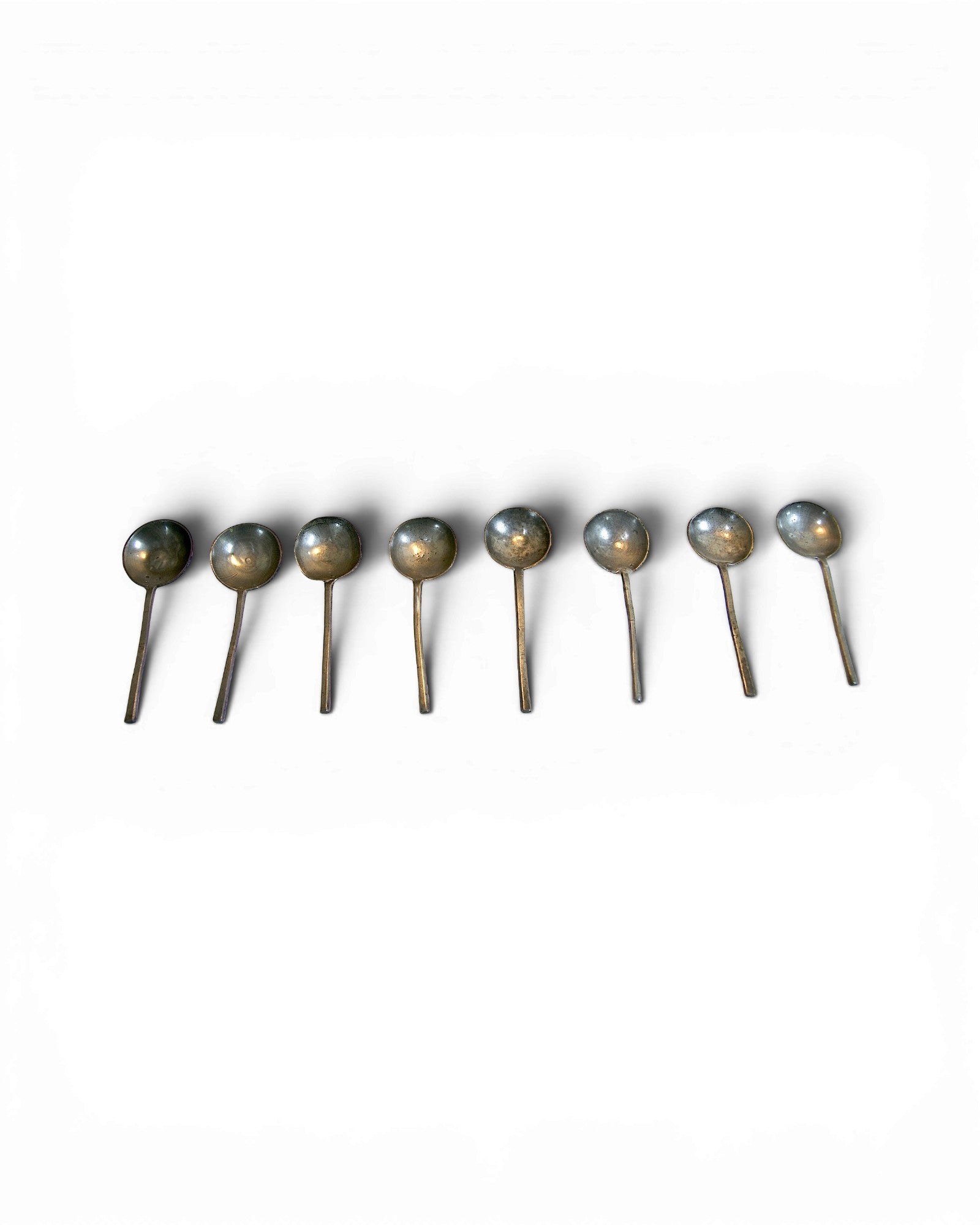 Set of Six Pewter Spoons with Oak Display Rack, Netherlands, c. 1750