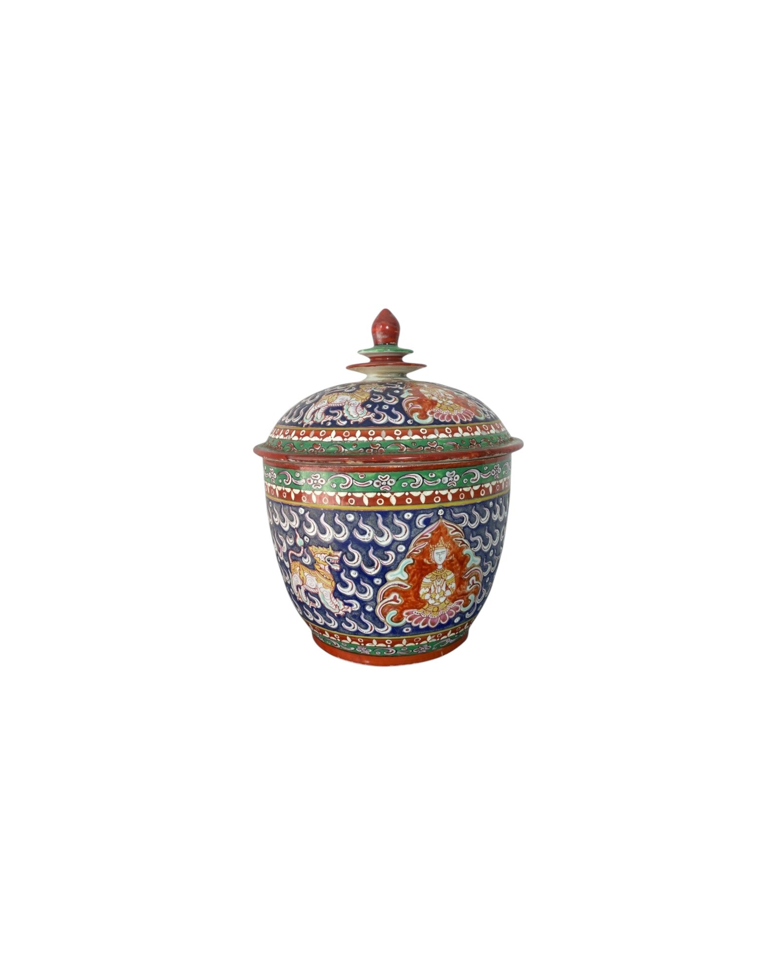 เบญจรงค์ (Benjarong) Antique Porcelain Pot