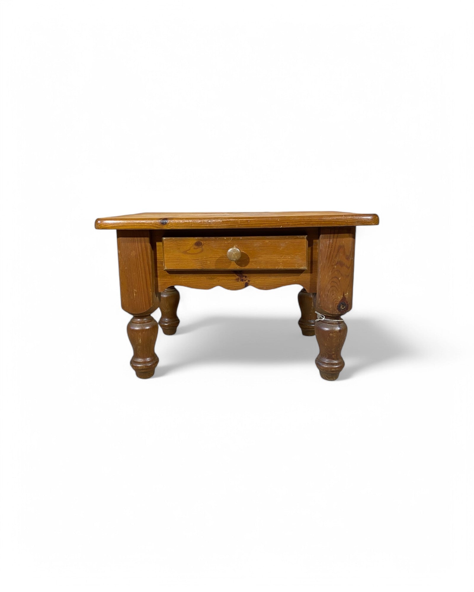 Farmhouse Wooden Single Drawer Low Side Table