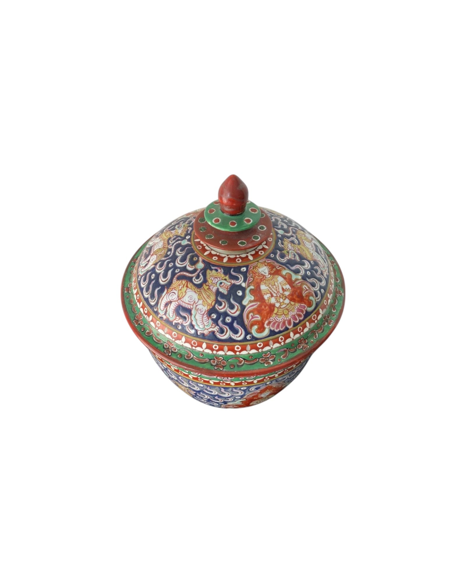 เบญจรงค์ (Benjarong) Antique Porcelain Pot