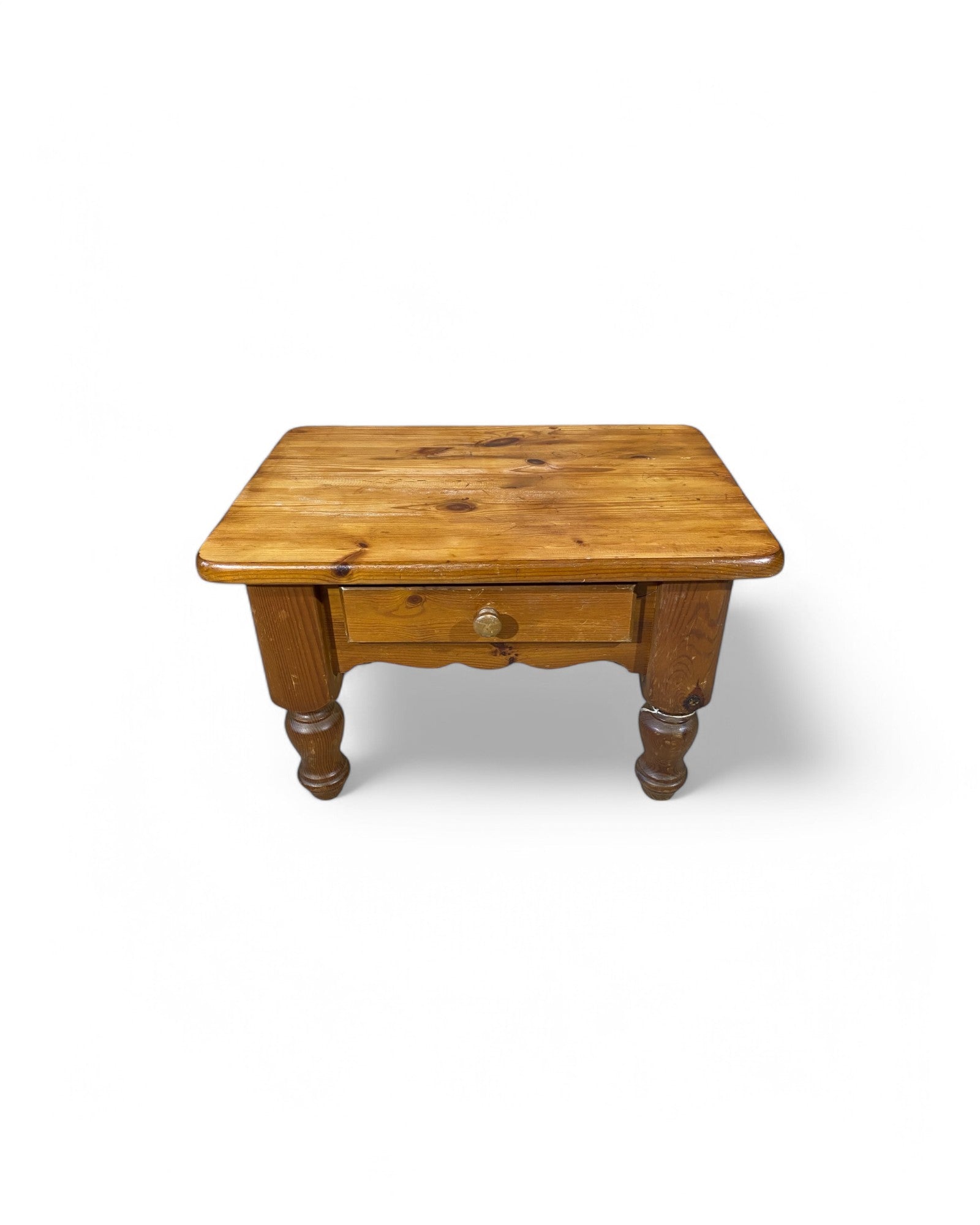 Farmhouse Wooden Single Drawer Low Side Table