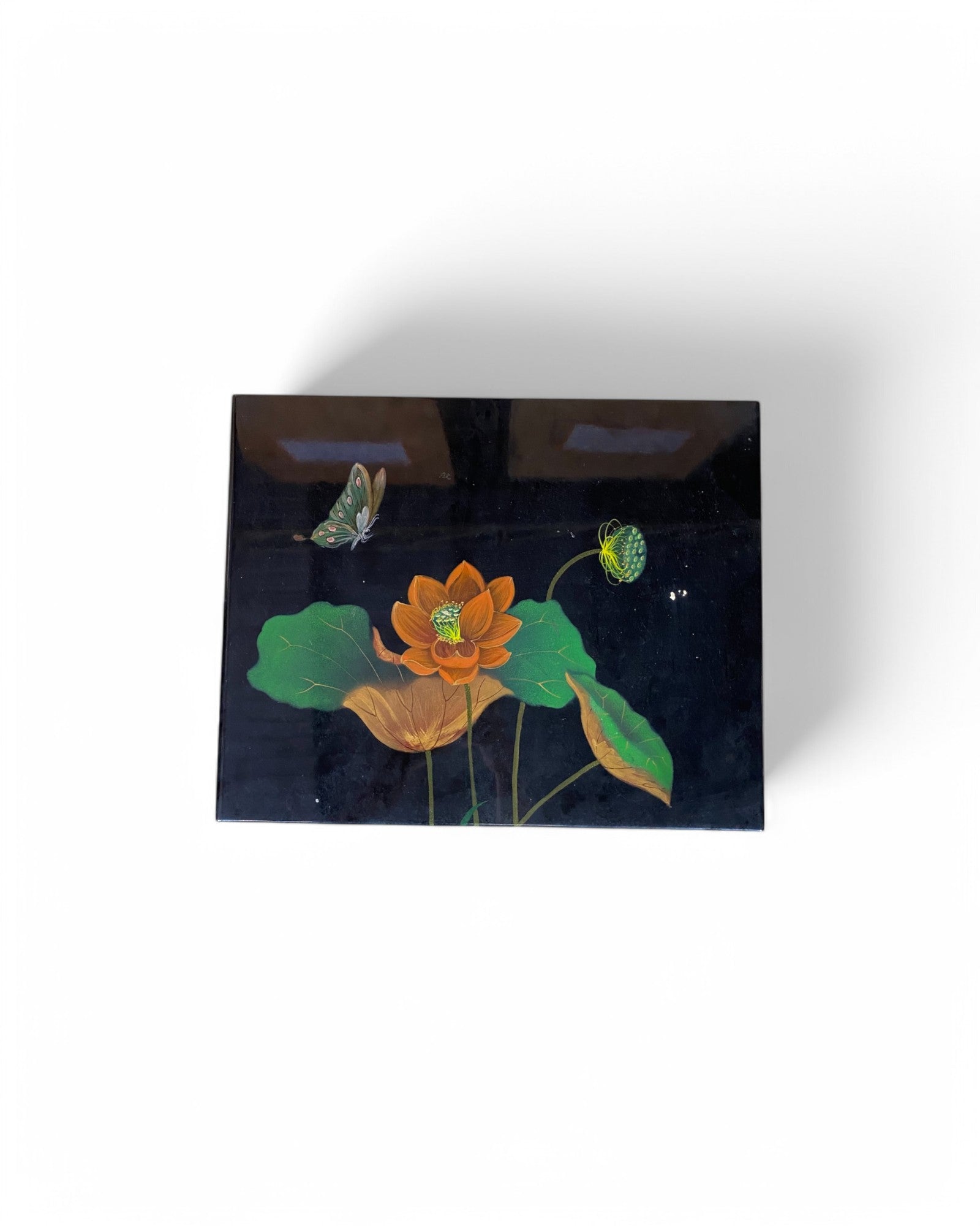 Lotus Flower Laquered Storage Box