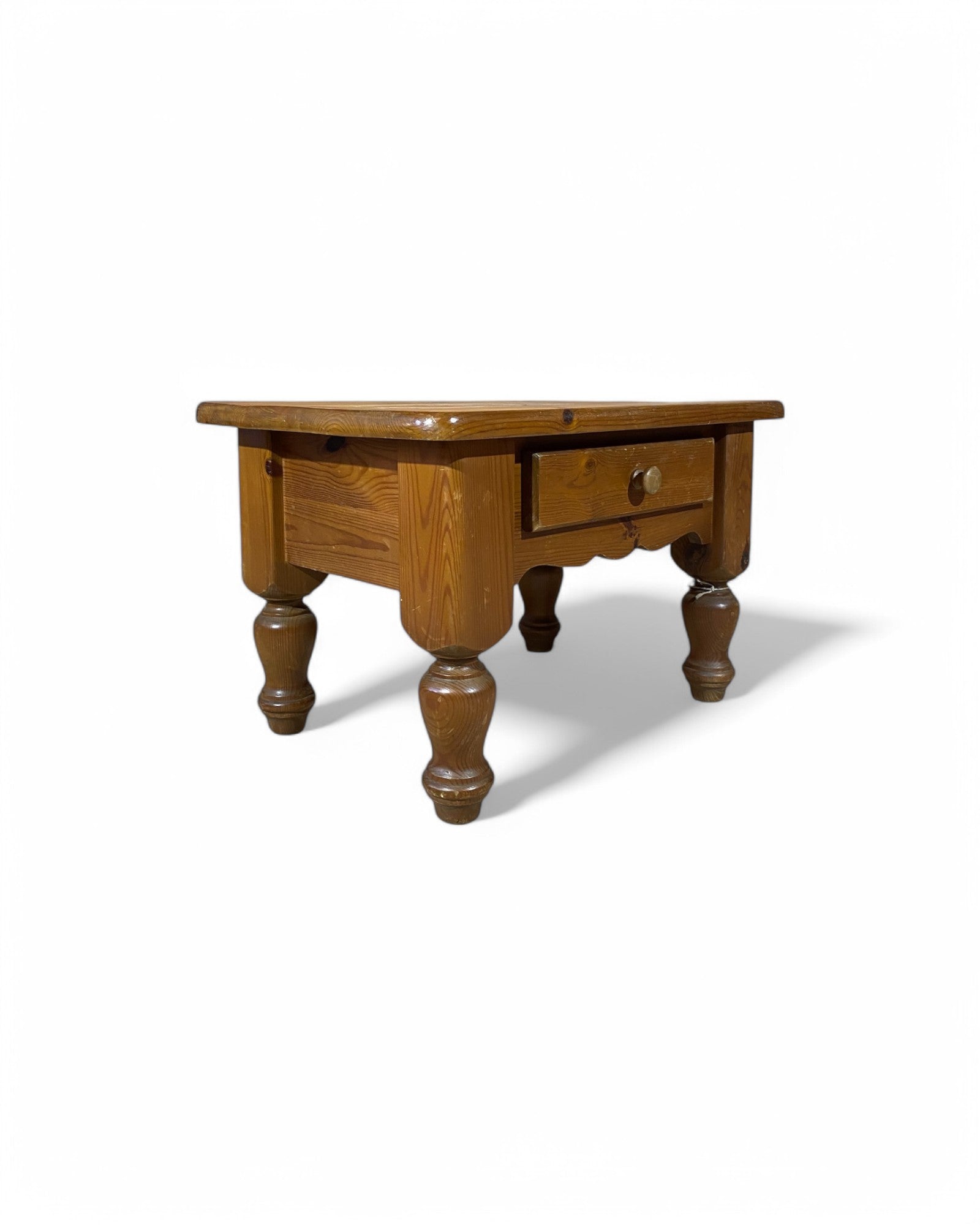 Farmhouse Wooden Single Drawer Low Side Table