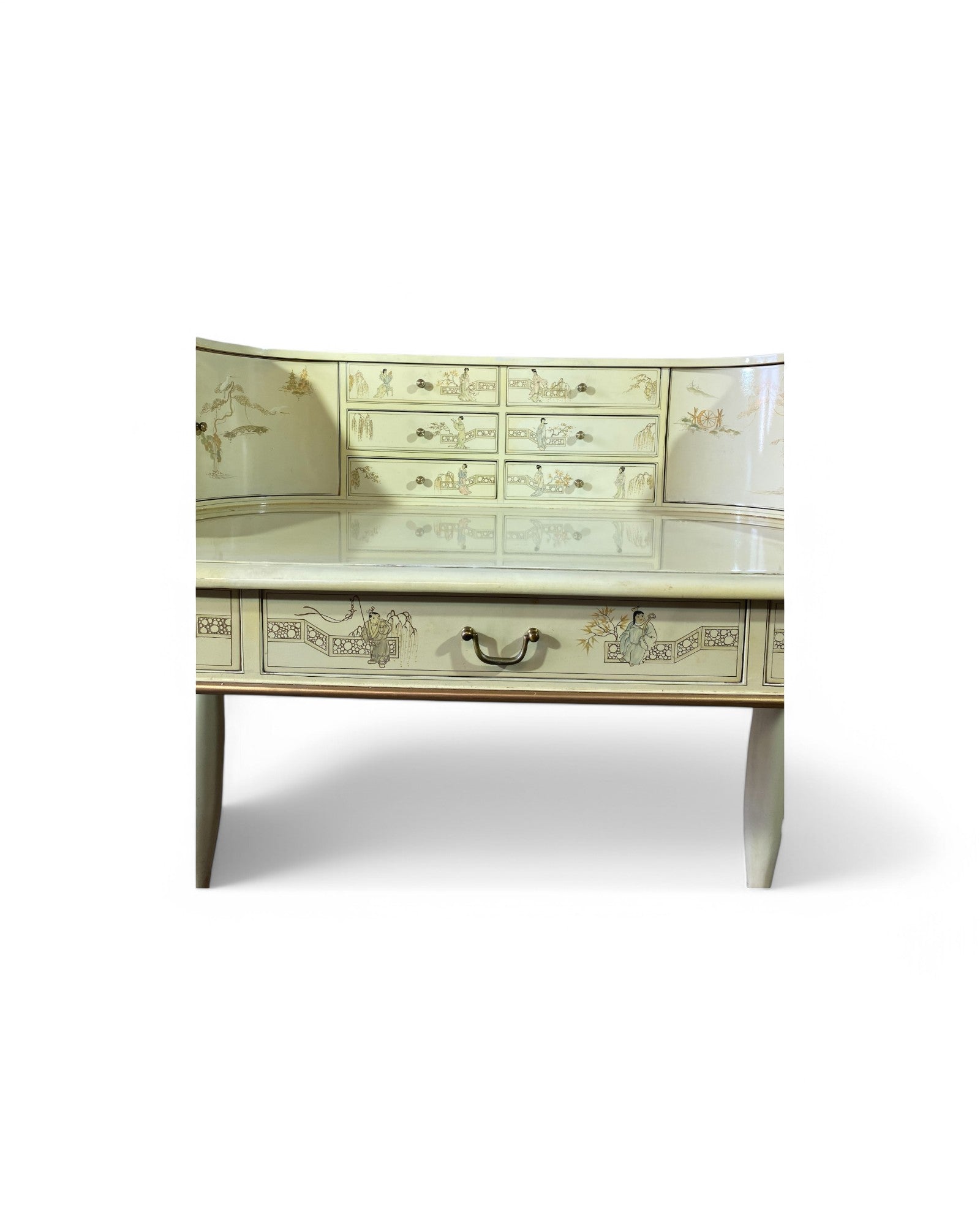 Korean Multi-Drawer Vanity Table Hand Painted, Cream