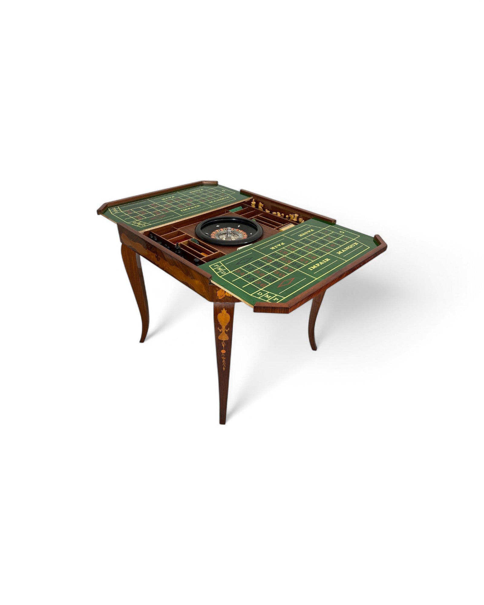 Rare Italian Marquetry Burlwood and Mahogany Convertible Game Table