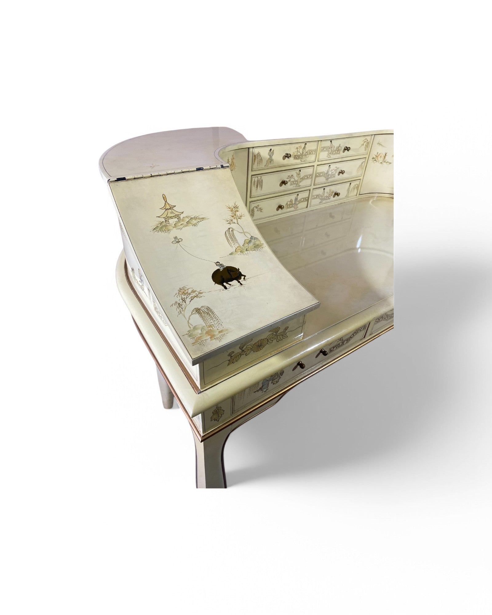 Korean Multi-Drawer Vanity Table Hand Painted, Cream