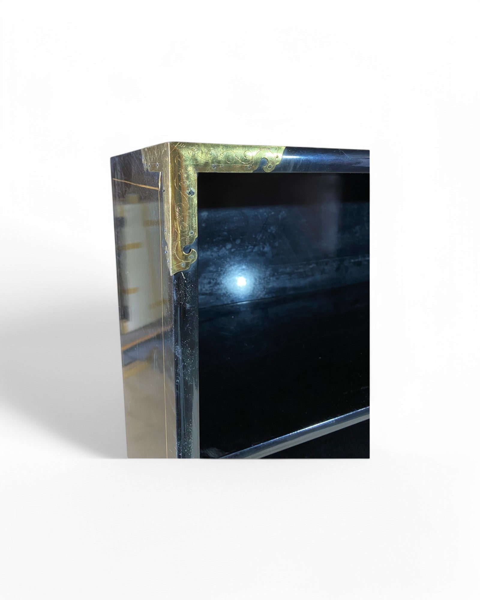 Oriental Vintage Black Open Bookshelf