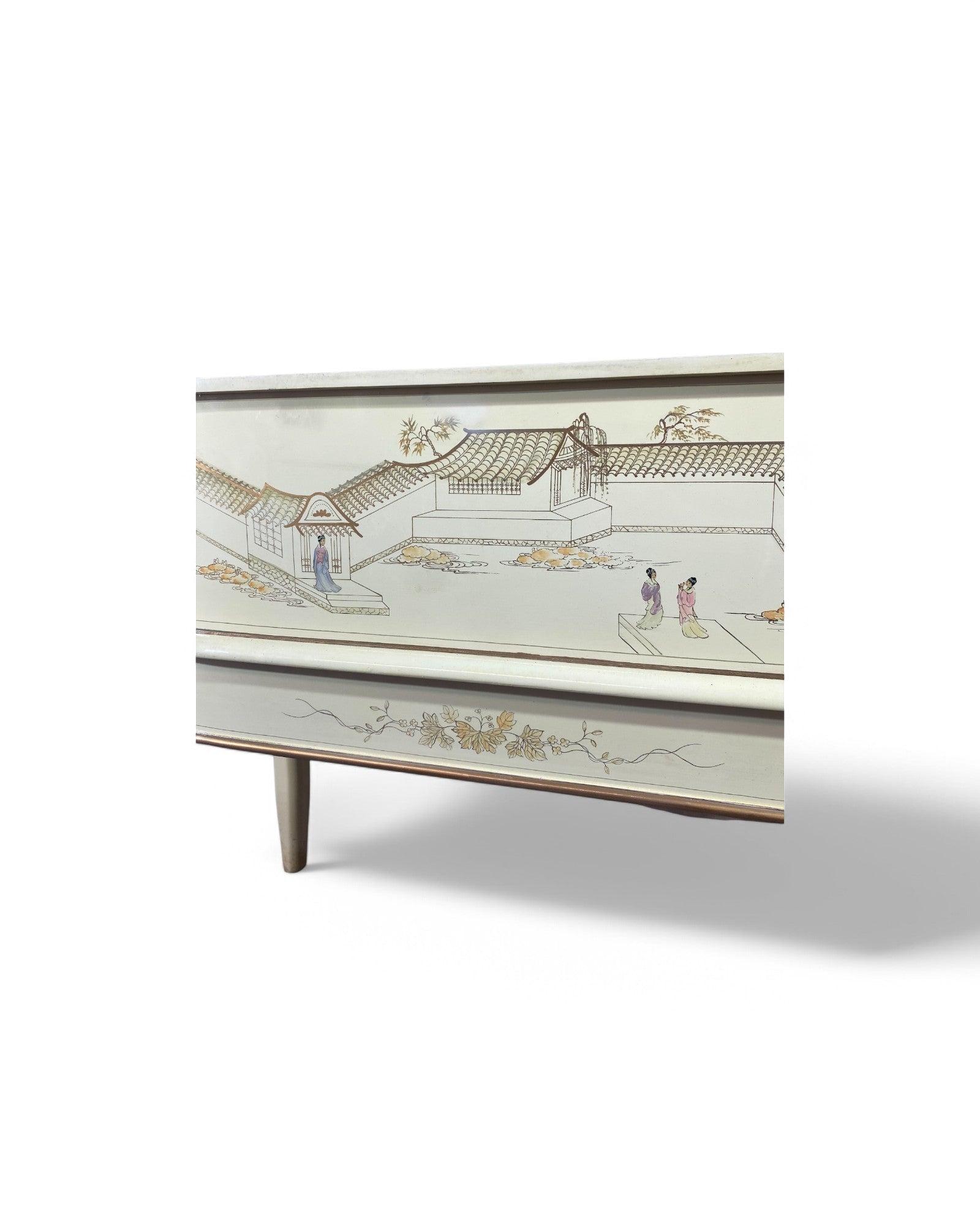 Korean Multi-Drawer Vanity Table Hand Painted, Cream