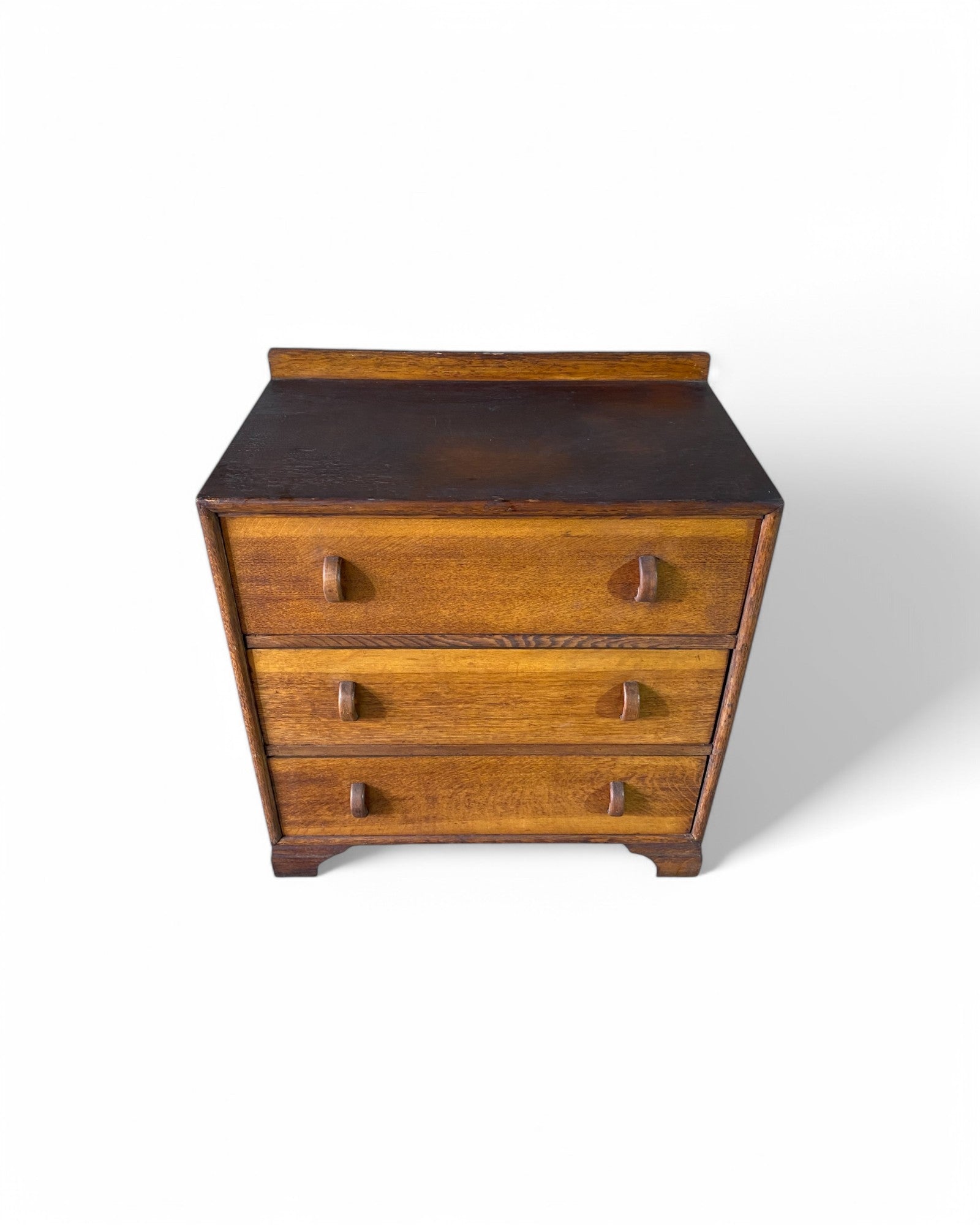 Oak Wood 3 Drawer Dresser with Semi Circular Handles
