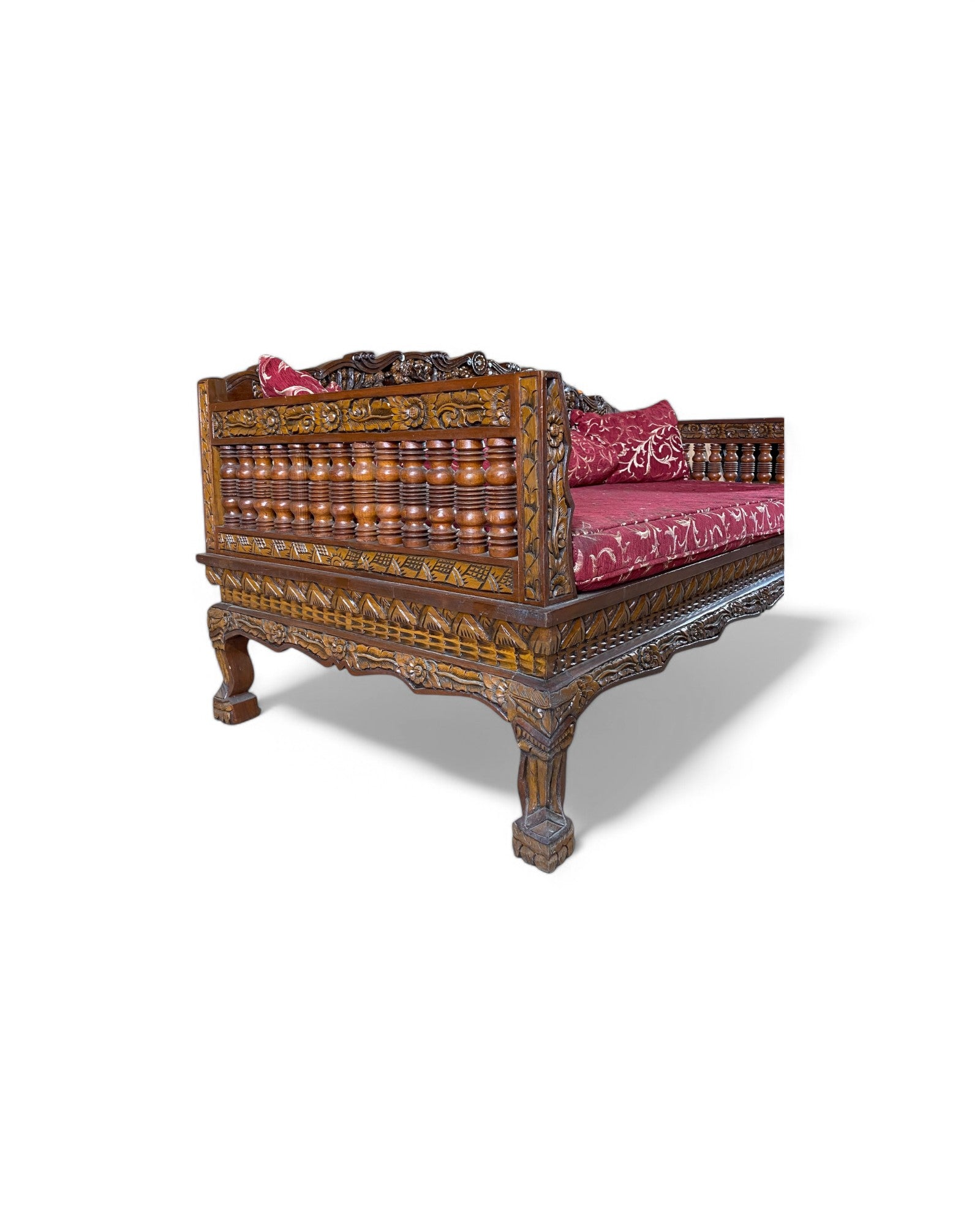Chippendale Craftsman Forest Carving Scene Daybed