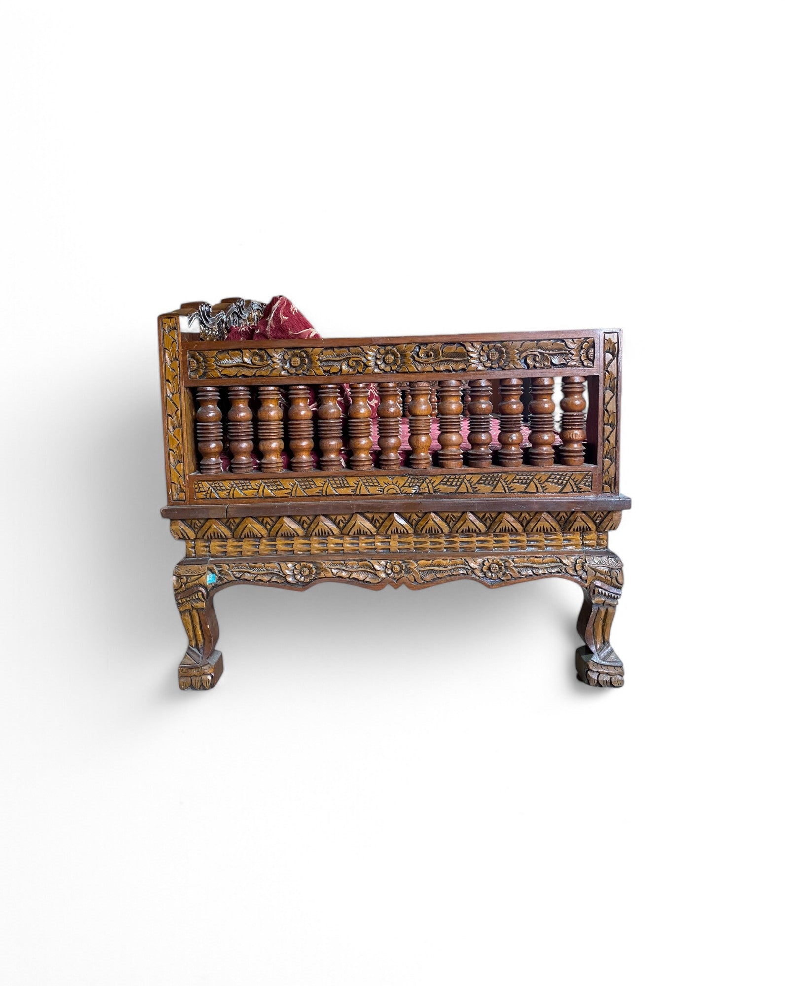 Chippendale Craftsman Forest Carving Scene Daybed