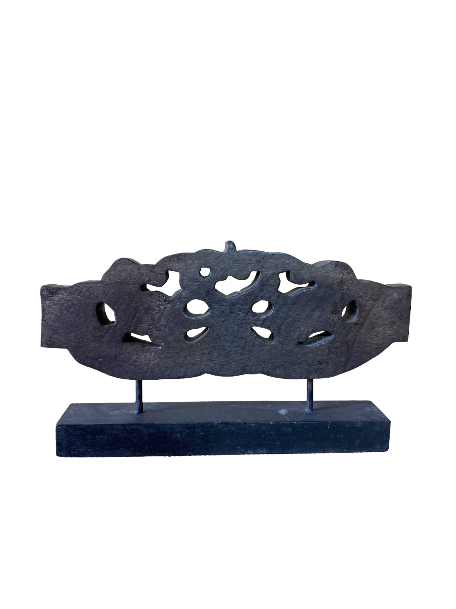 Carved Architectural Fragment with Cloud and Dragon Motifs, Displayed on Custom Stand
