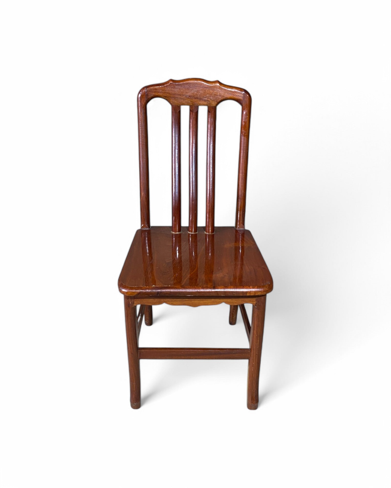 Thai Carved Wooden Dining Chairs with Arched Backrest - Set of 7