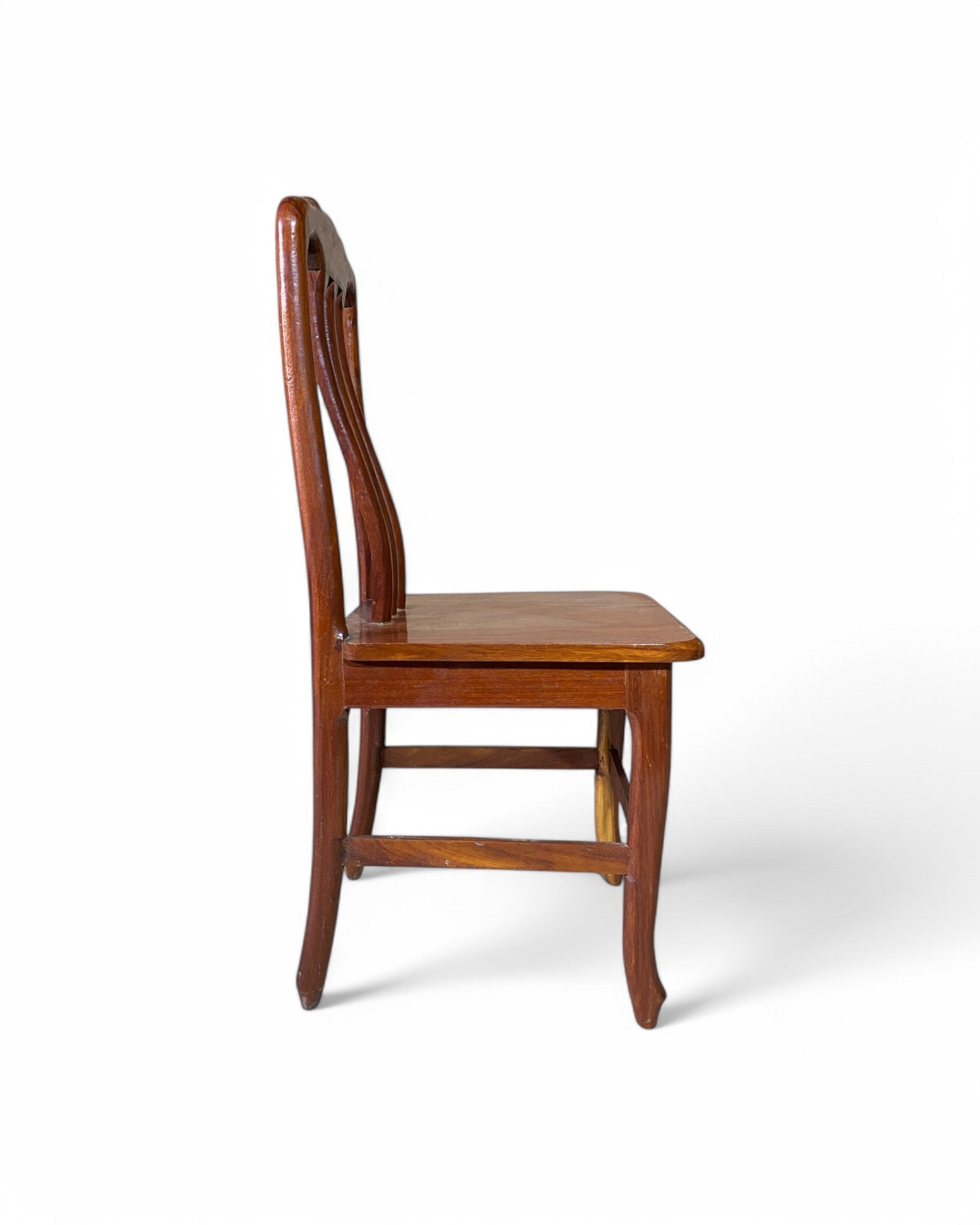 Thai Carved Wooden Dining Chairs with Arched Backrest - Set of 7