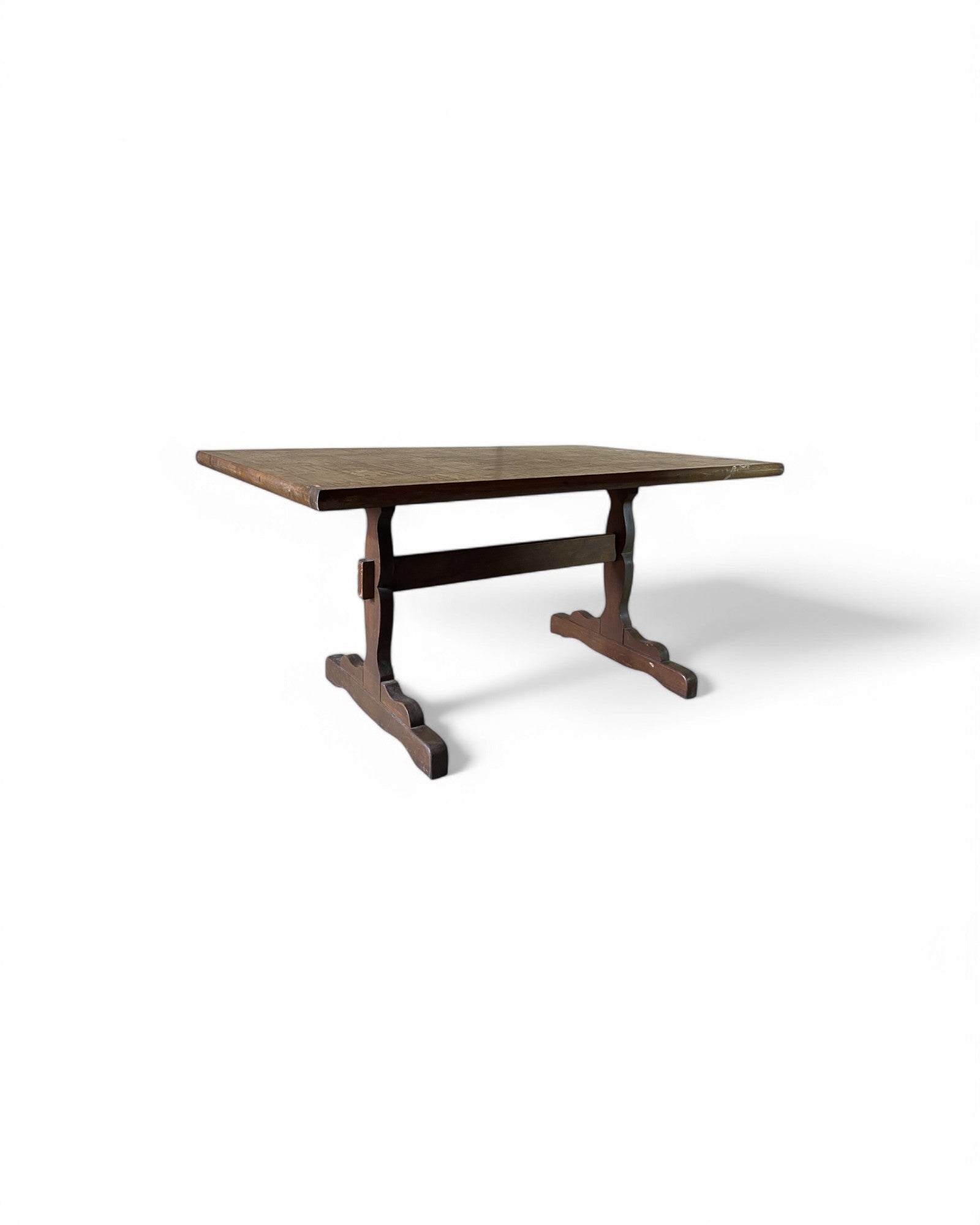 Mosaic Pattern Top Wooden Dining Table - Detachable Top