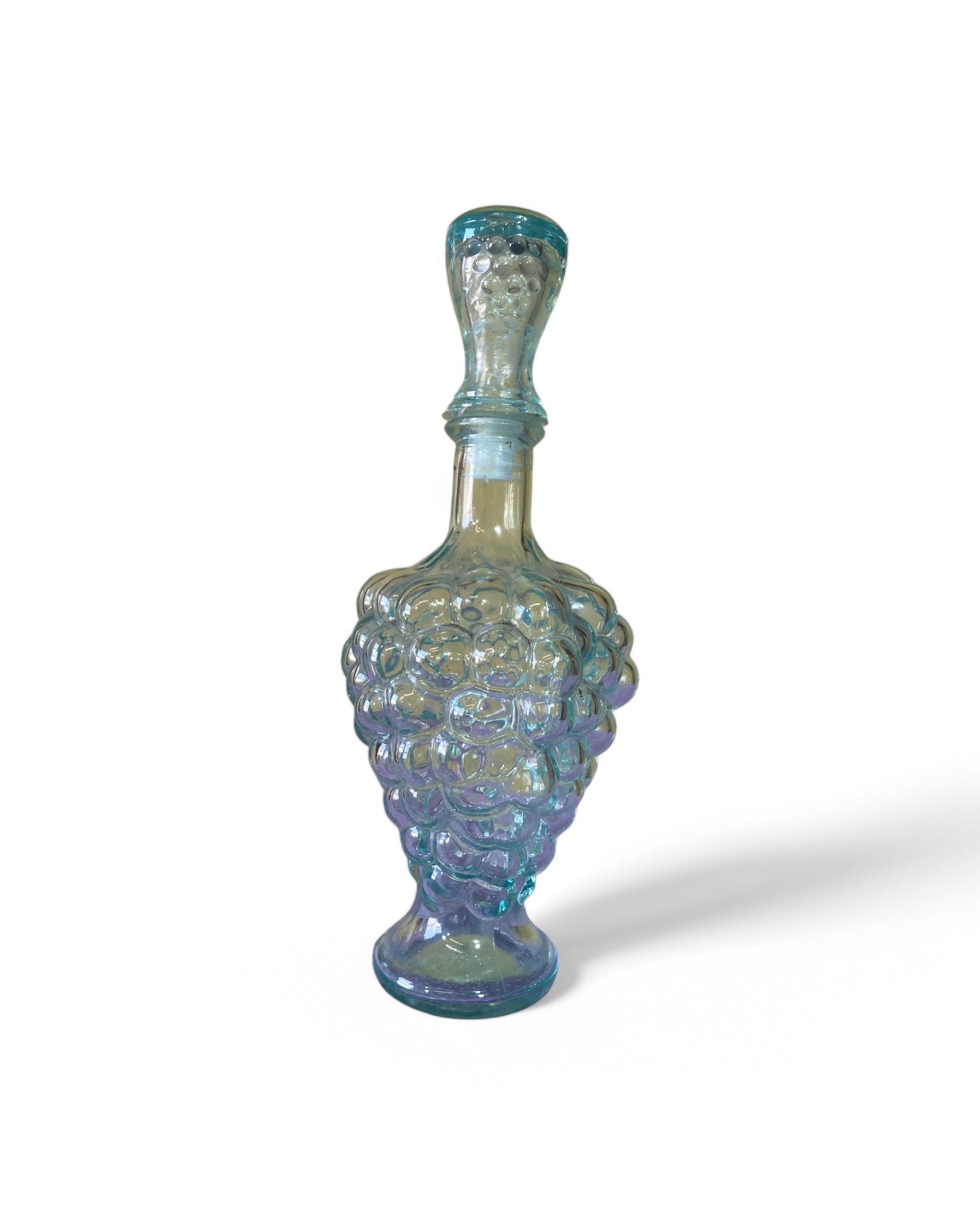 Vintage Iridescent Grape-Shaped Glass Decanter with Stopper