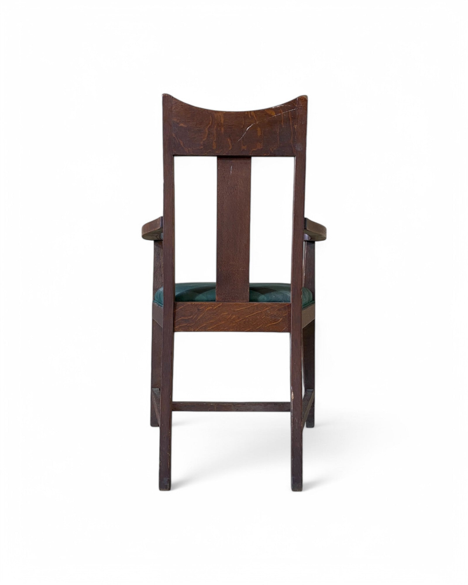 Brutalist Curved Accent Armchair with Forest Green Floral Cushion
