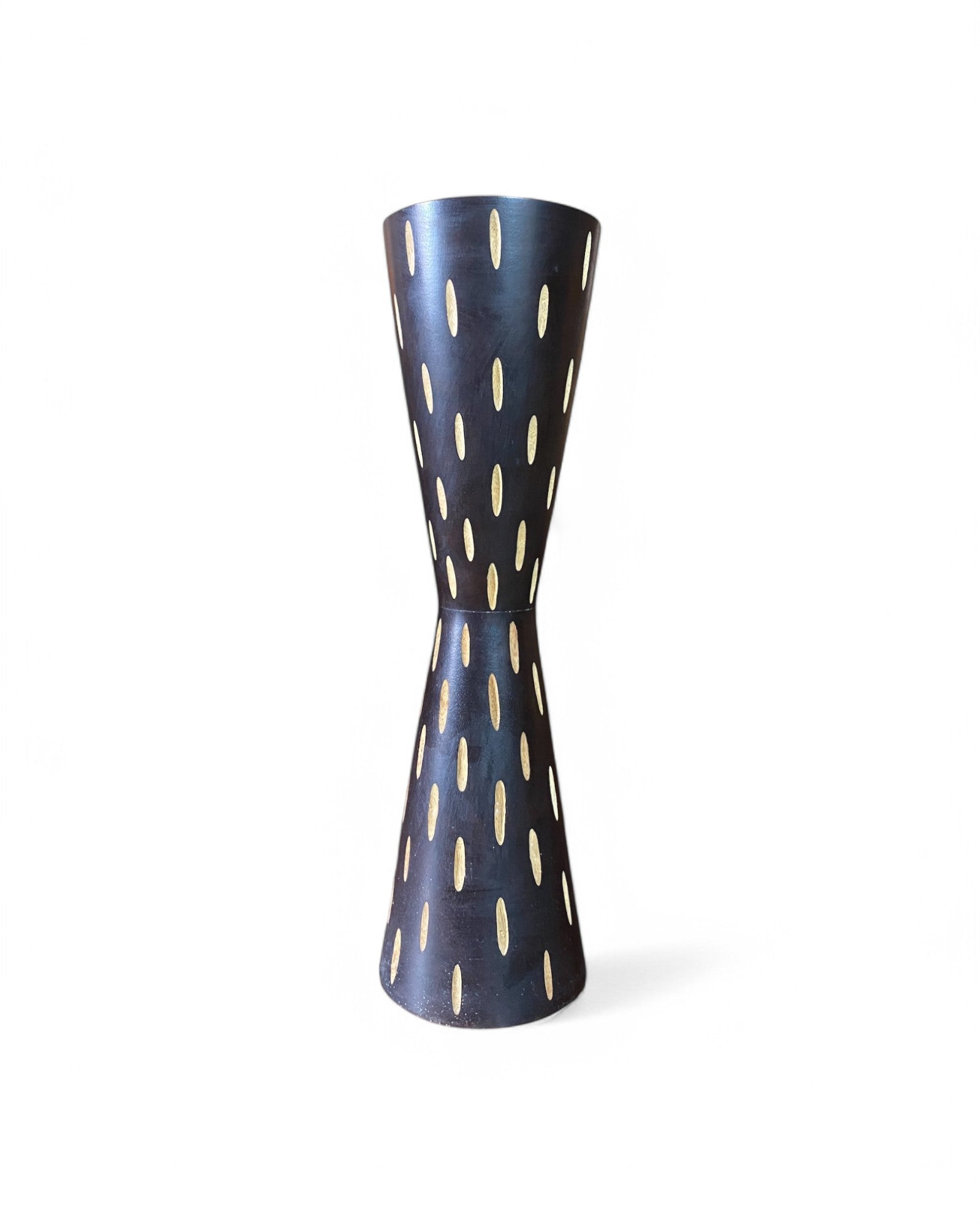 Hourglass Inlaid Wooden Vase