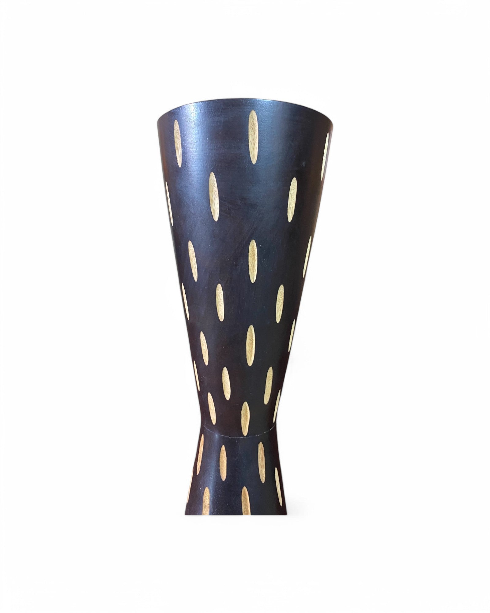 Hourglass Inlaid Wooden Vase