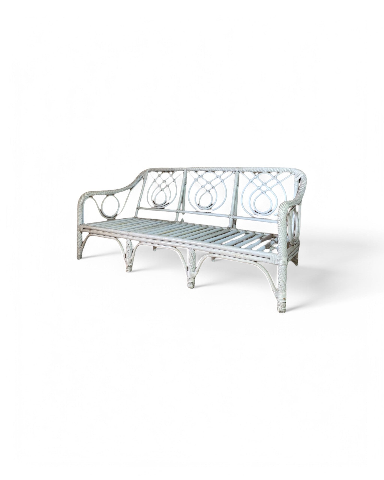 Rattan Weaved White Beachouse 3 Seater Sofa