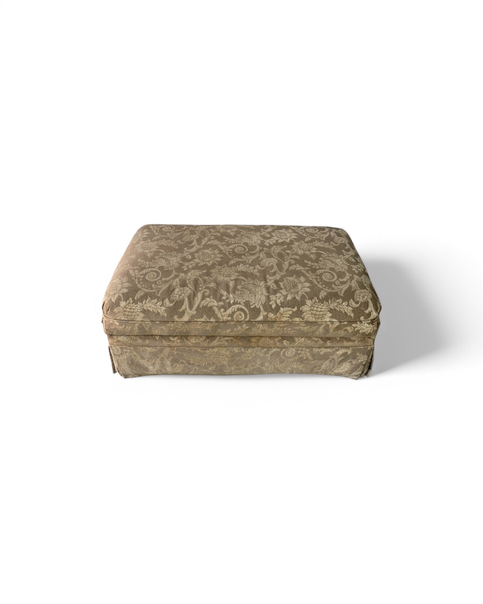 Plant Vine Patterned Fabric Ottoman