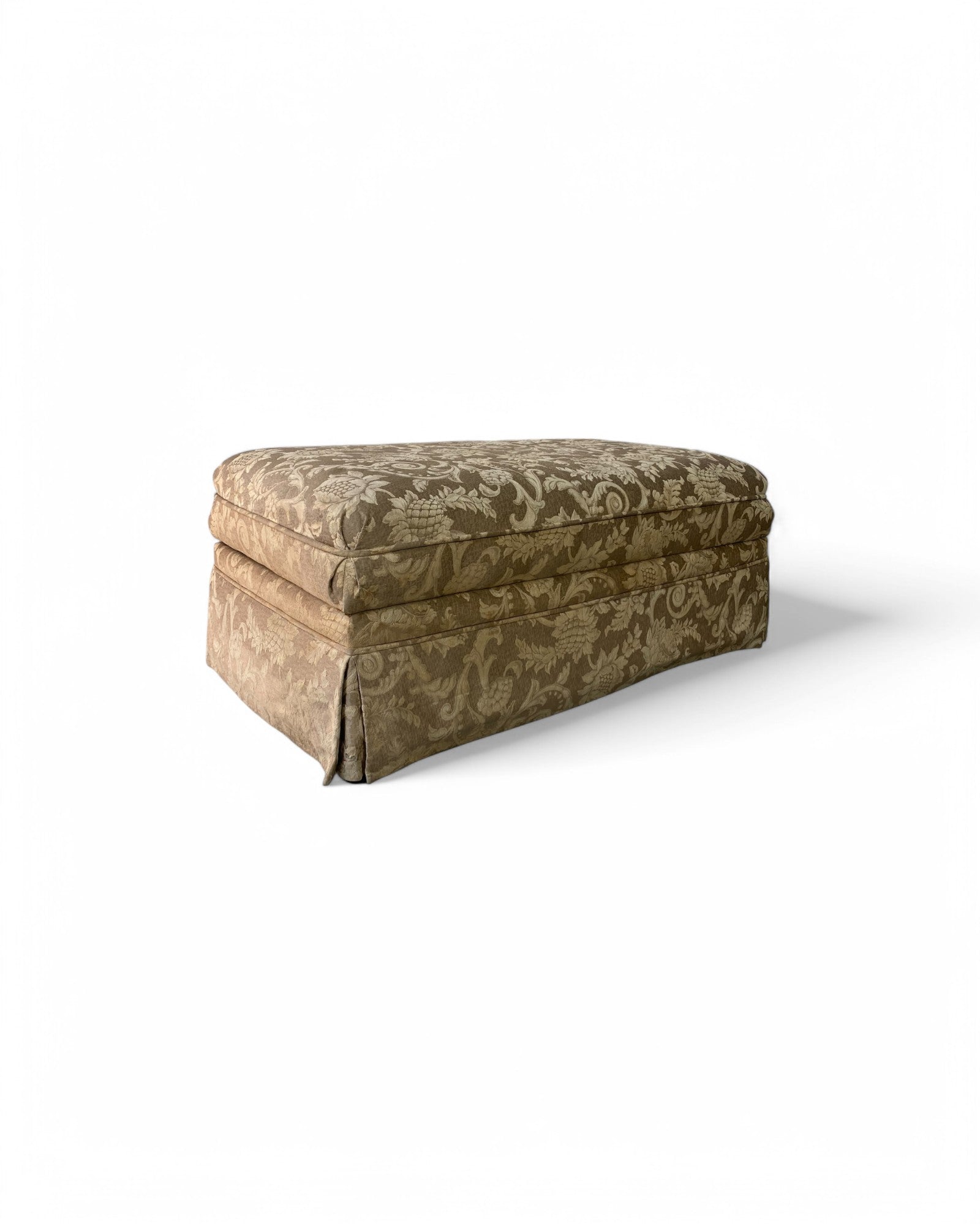 Plant Vine Patterned Fabric Ottoman