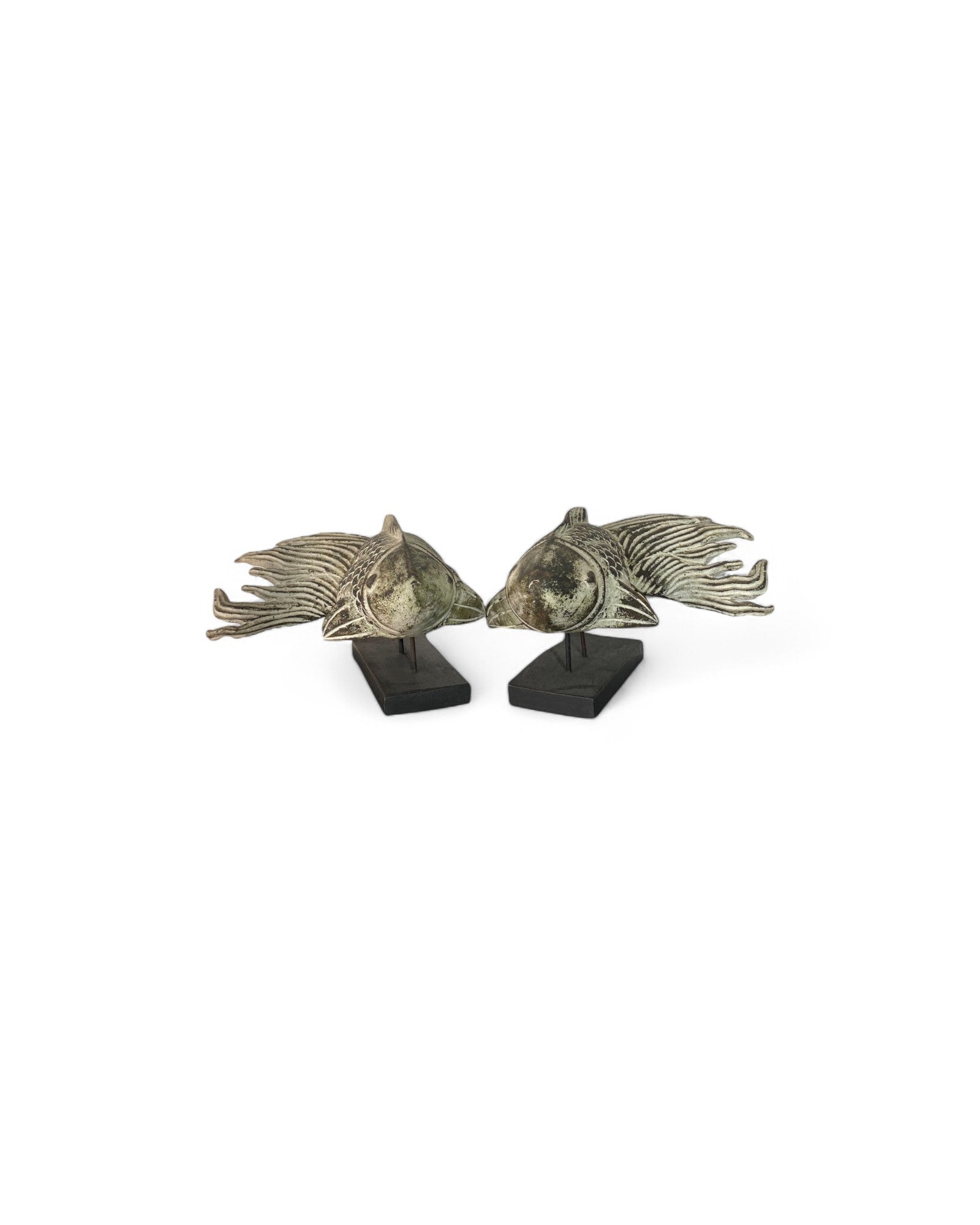 Wooden Carved Goldfish Ornaments - Set of 2 - Surround Living - 3
