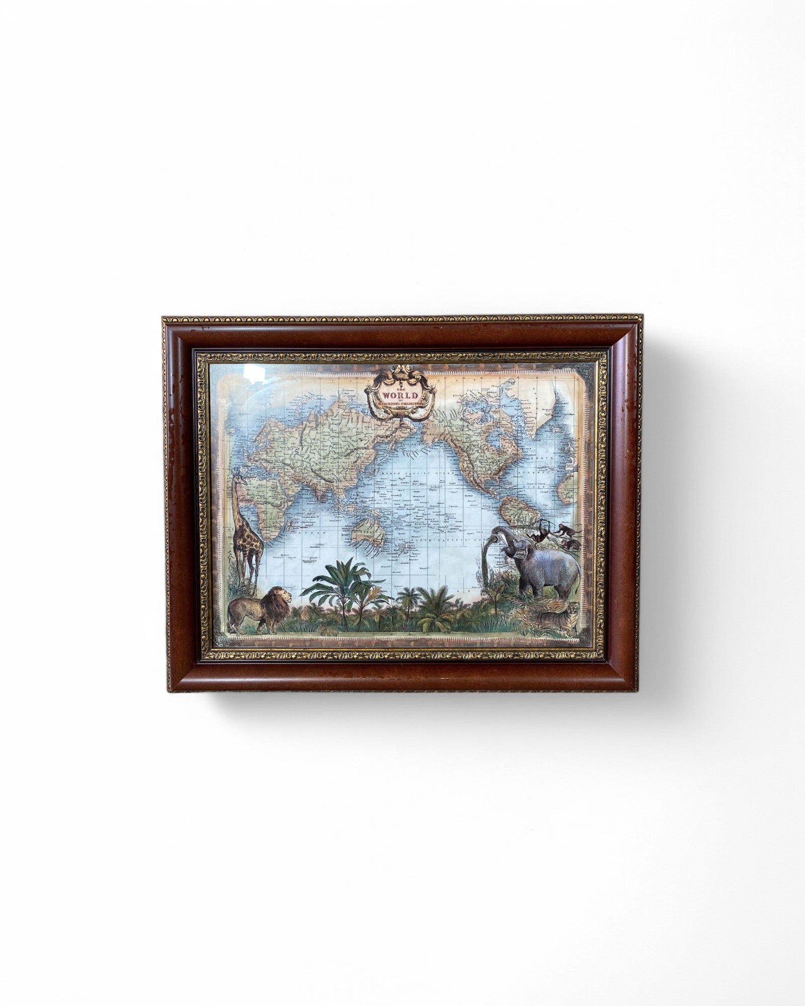 Framed Print of Vintage Map of "The World on Mercators Projection"