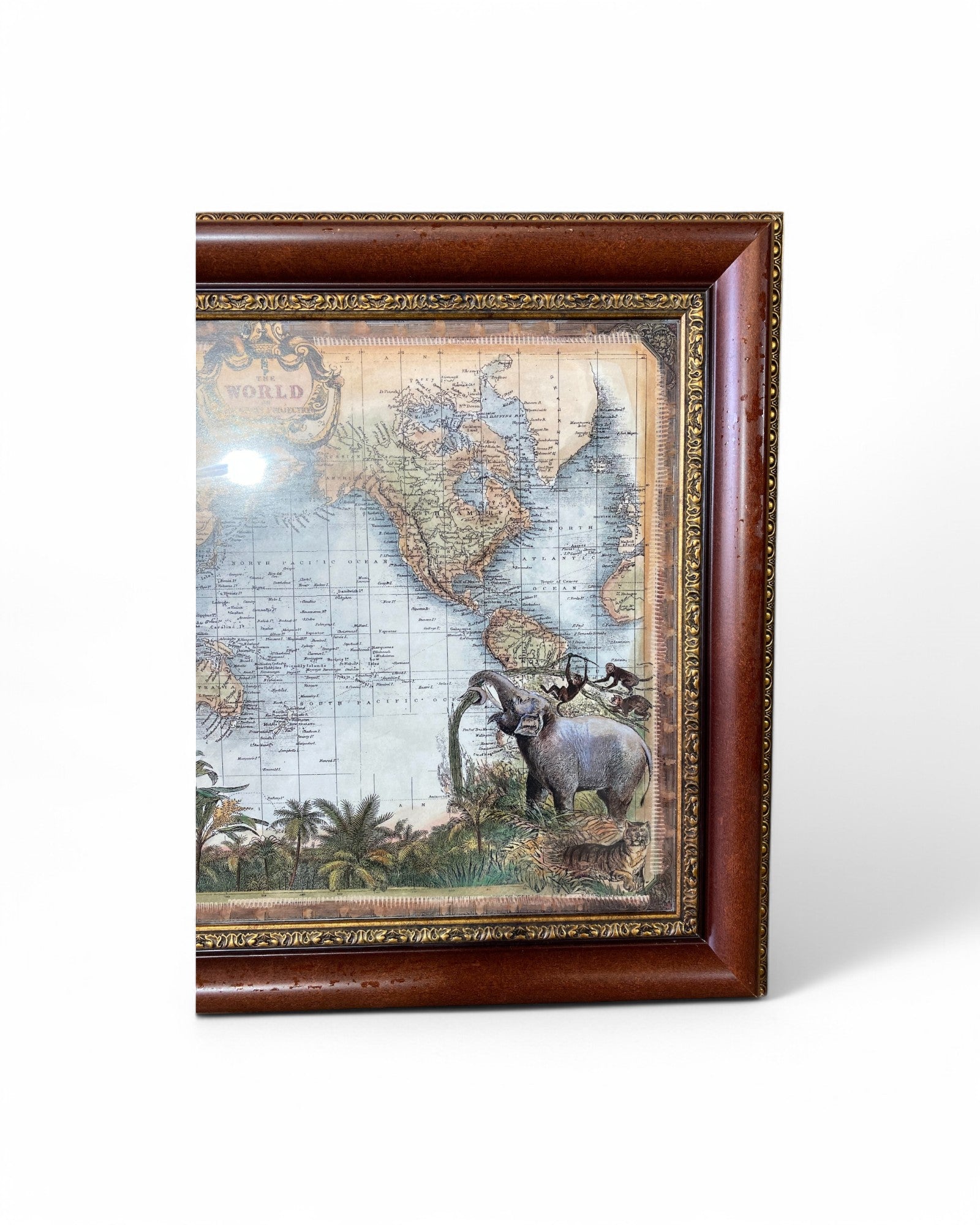 Framed Print of Vintage Map of "The World on Mercators Projection"