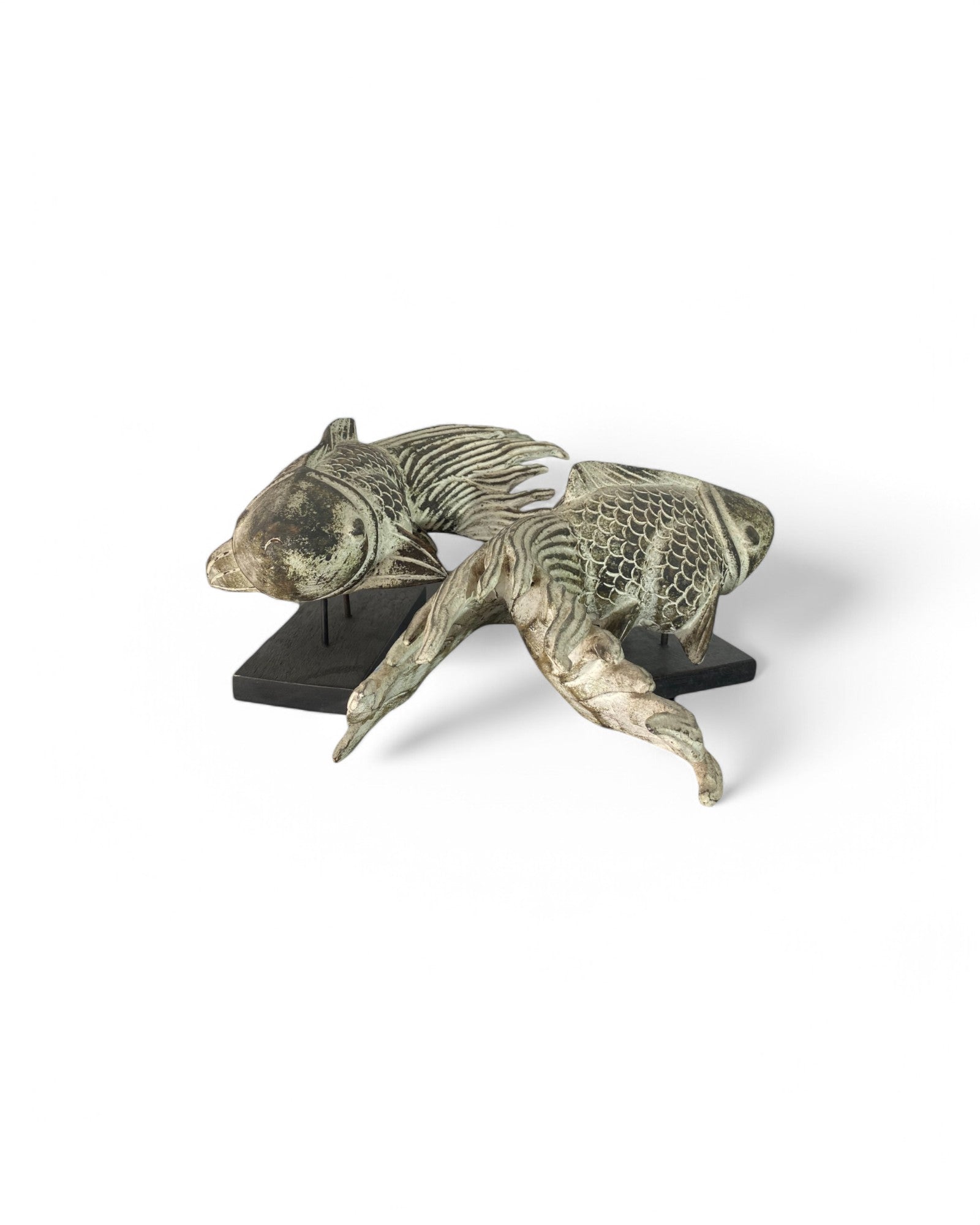 Wooden Carved Goldfish Ornaments - Set of 2 - Surround Living - 4