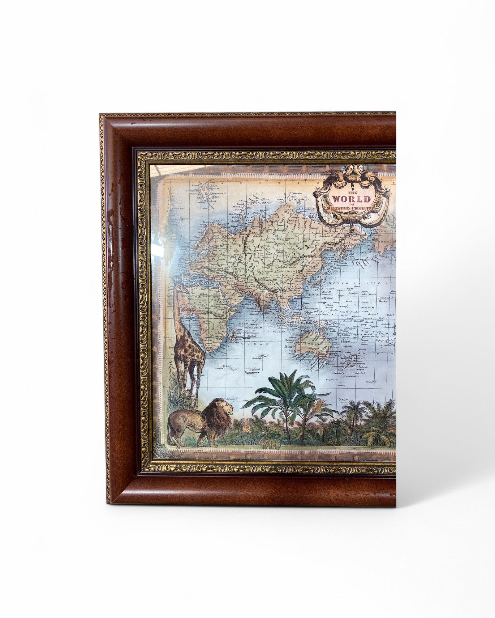 Framed Print of Vintage Map of "The World on Mercators Projection"