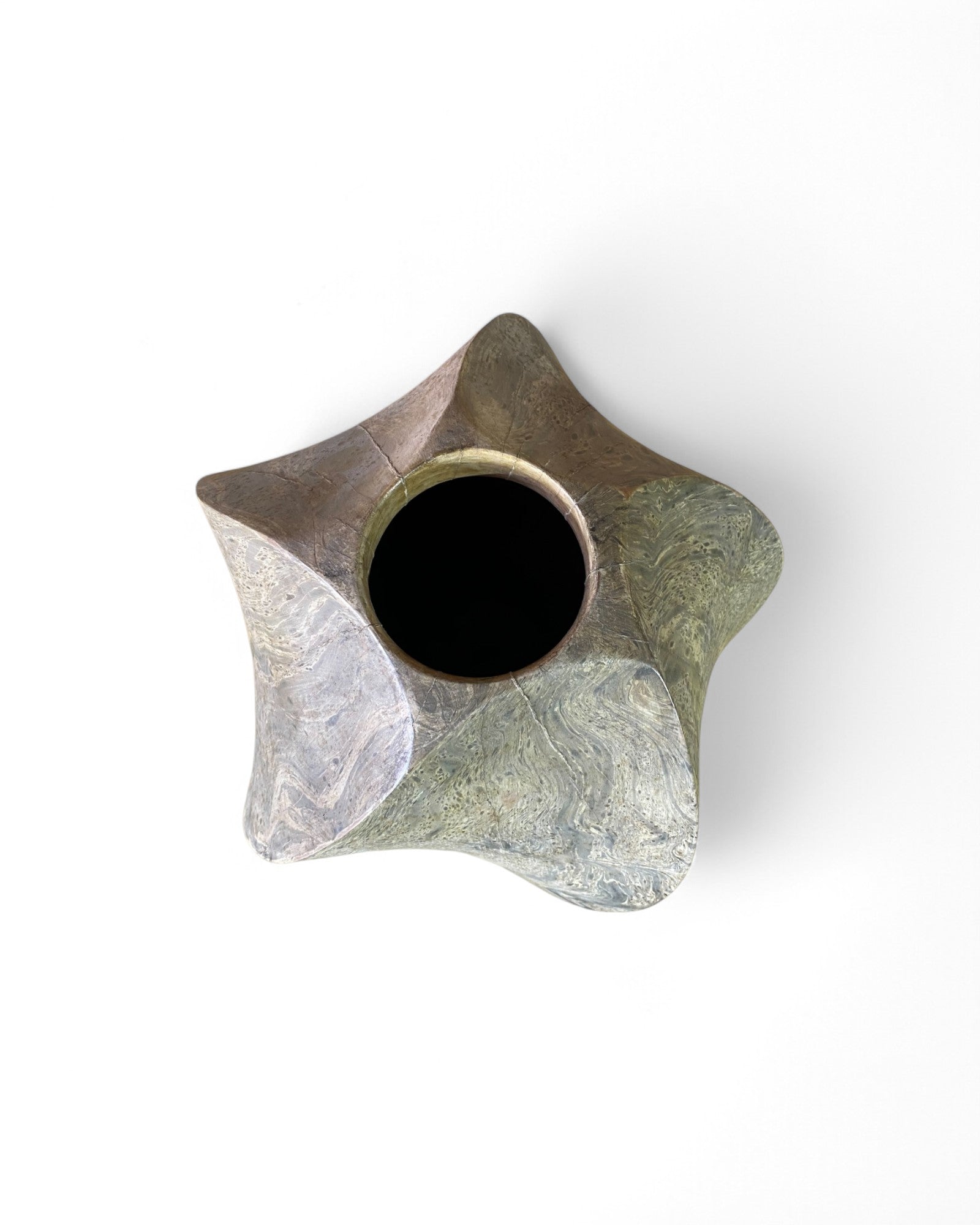 Swirled Wood Flower Vase with Marble Pattern