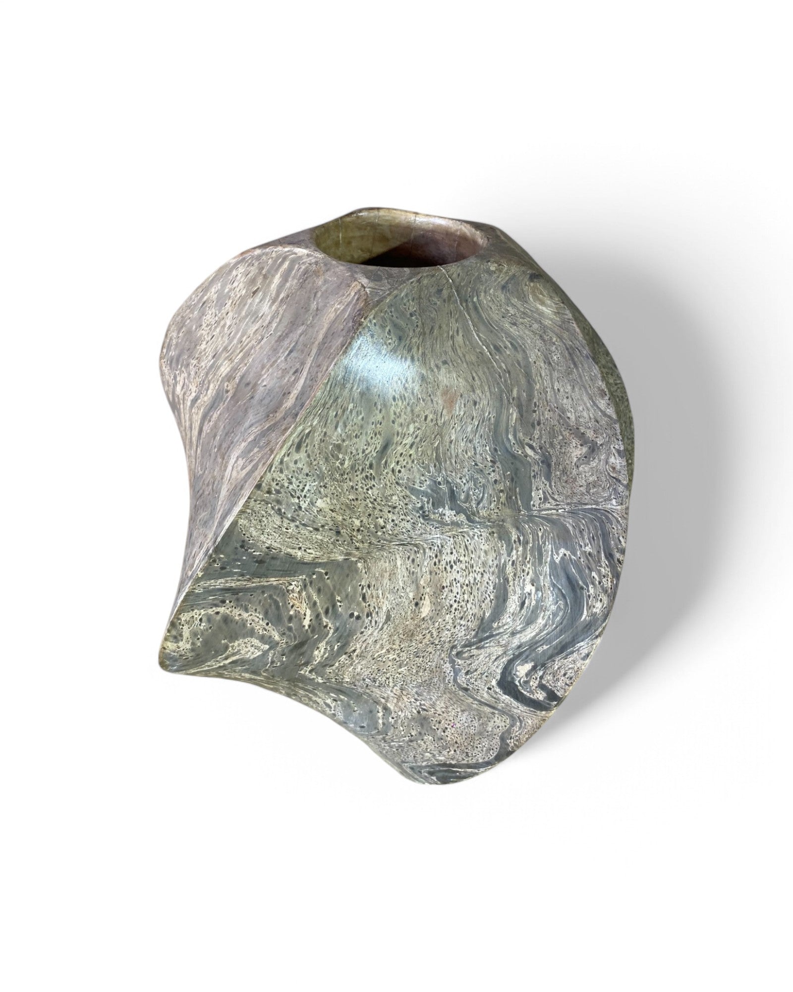 Swirled Wood Flower Vase with Marble Pattern