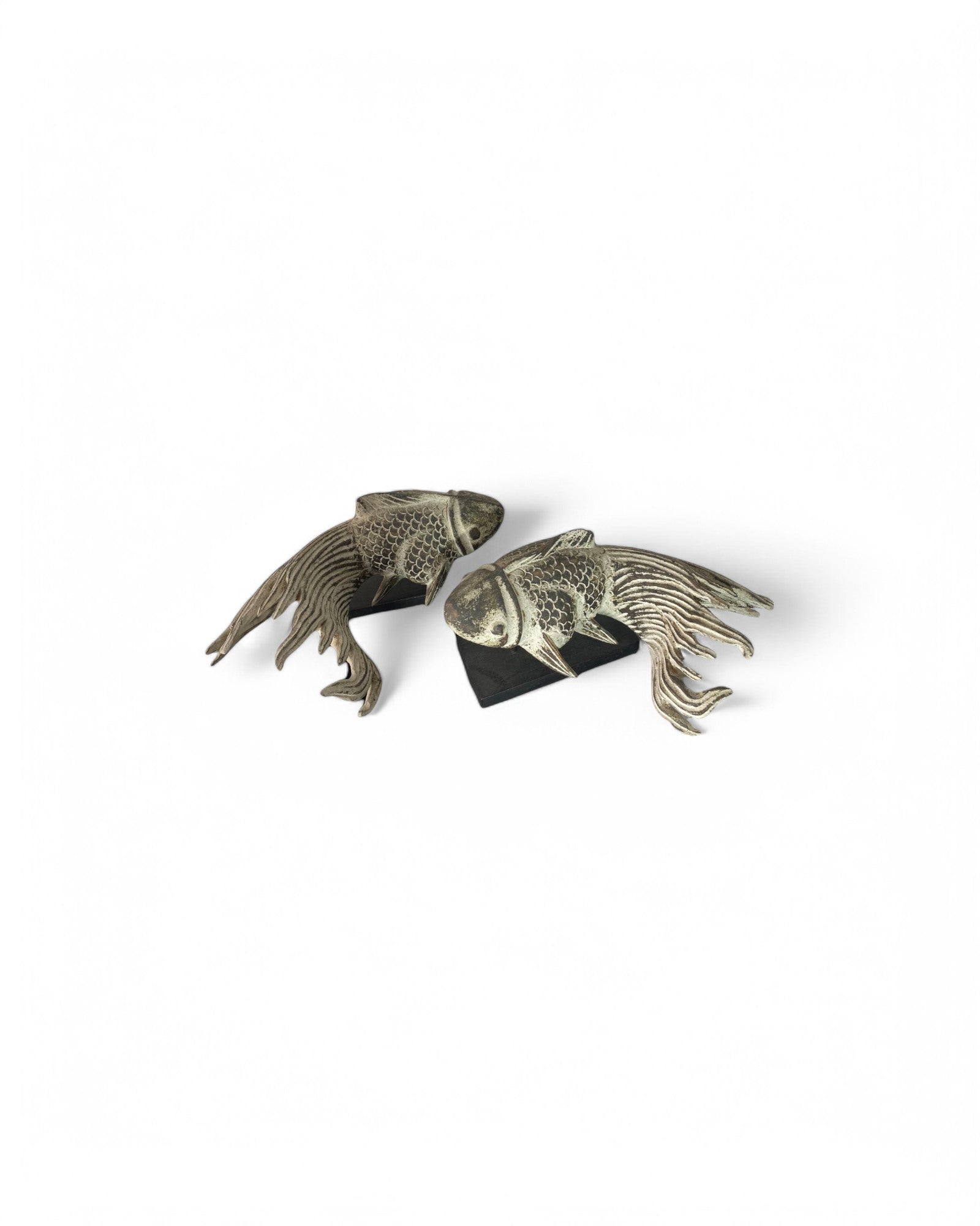 Wooden Carved Goldfish Ornaments - Set of 2 - Surround Living - 5