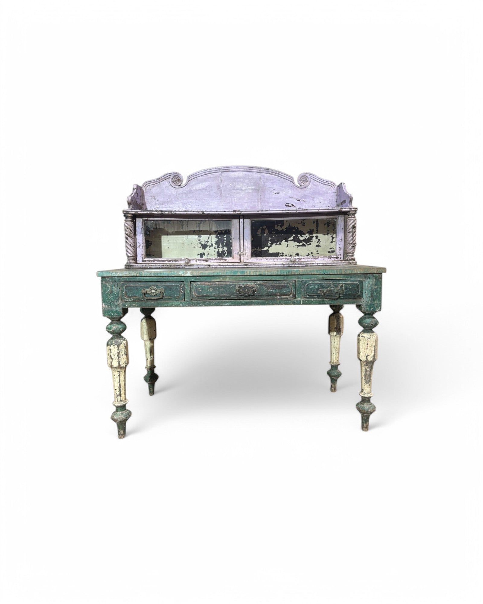 Multi-coloured Anglo-Indian Traditional Style Drawer Writing Desk