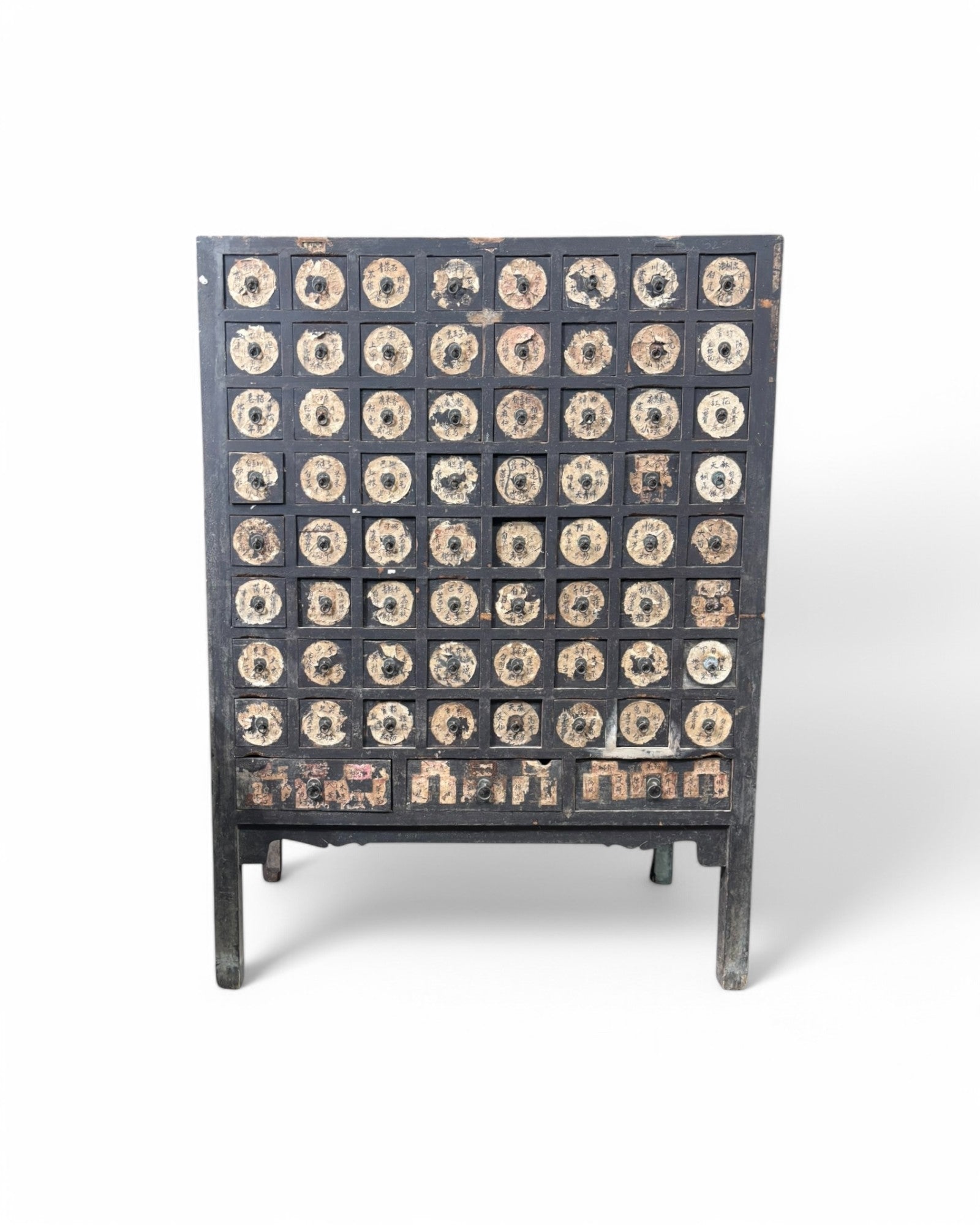 19th Century Antique Chinese Medicine Cabinet with Preserved Hand-Calligraphic Labels