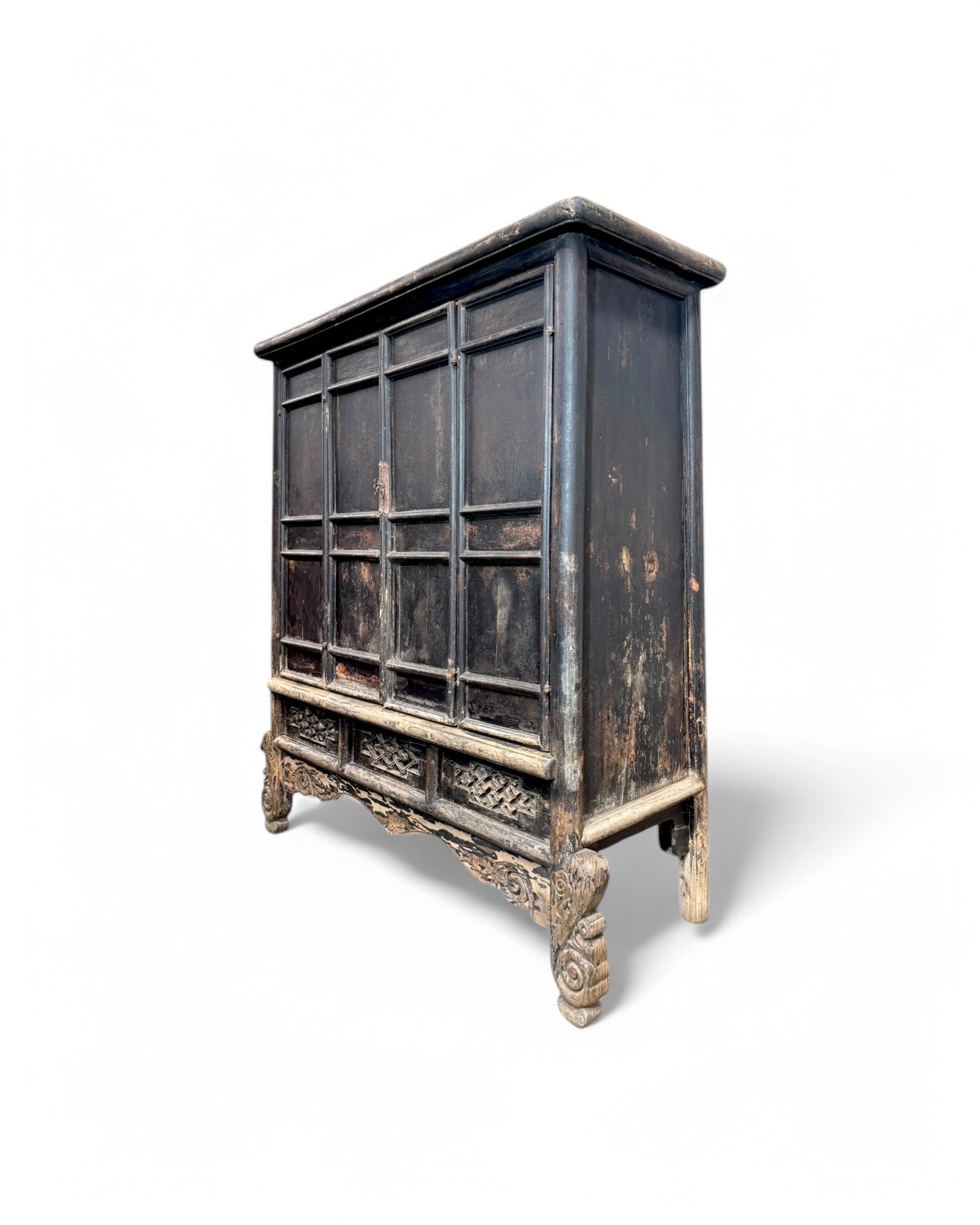 19th Century Antique Chinese Teak Folding Door Cabinet