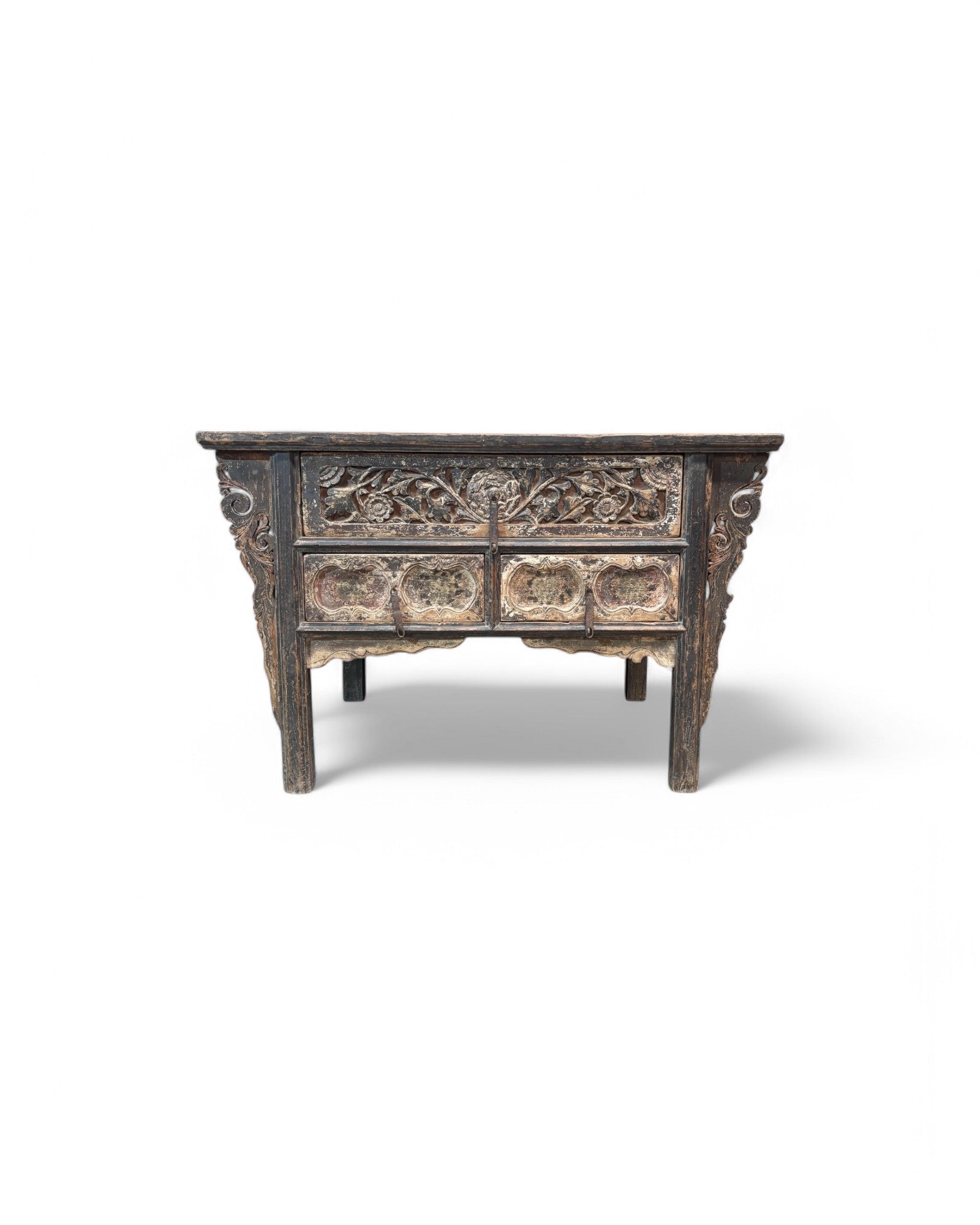 Anglo-Indian Antique Floral Carved Rosewood Buffet